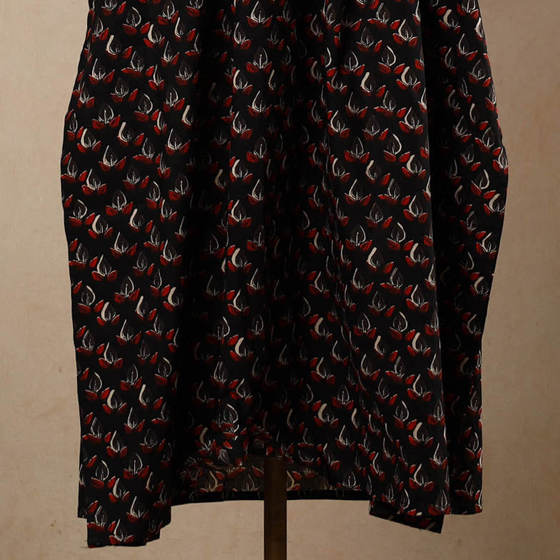 CHUTNEY CRAFT STUDIO Black - Hand Block Printed Cotton Kaftan with Tie-Up Waist (Long) - view 3