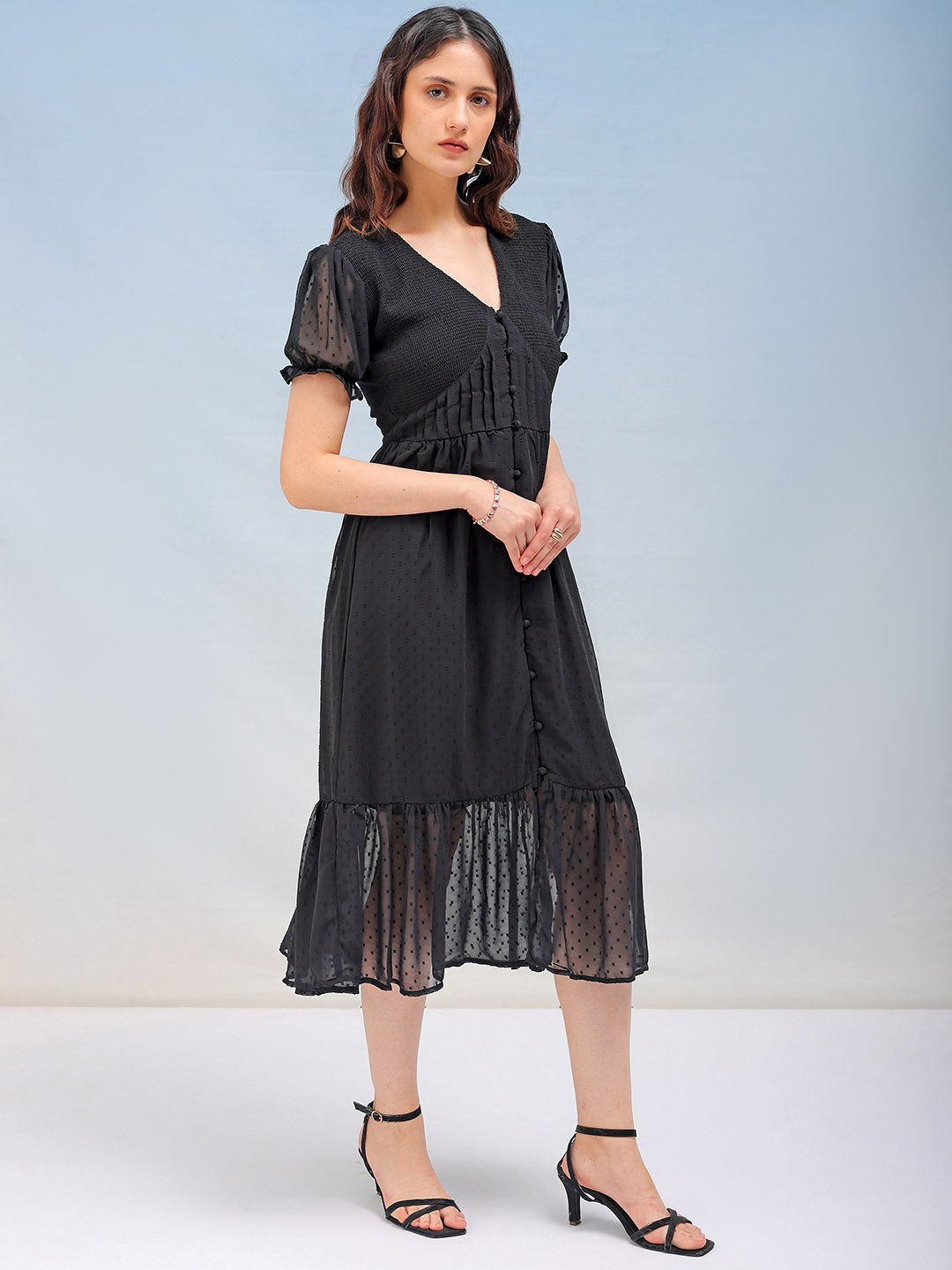 Freehand By The Indian Garage Co Women's Textured Fit and Flare Tiered Dress - view 4