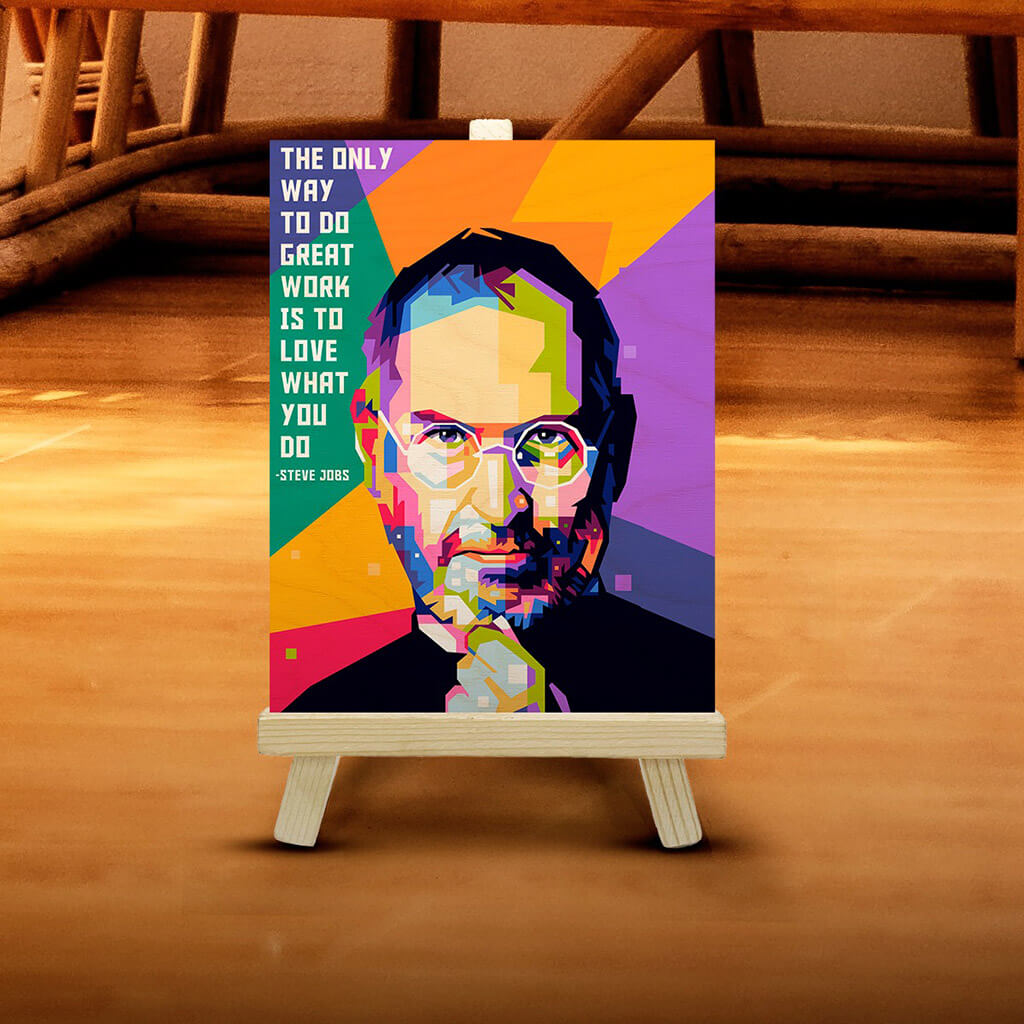 Bigsmall_cc Steve Jobs Wooden Print With Easel Stand - view 2