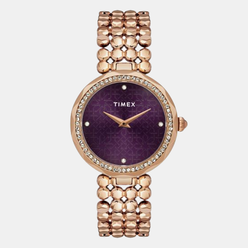 Timex Fria Women Quartz Purple Dial Analog Brass Watch TWEL13903