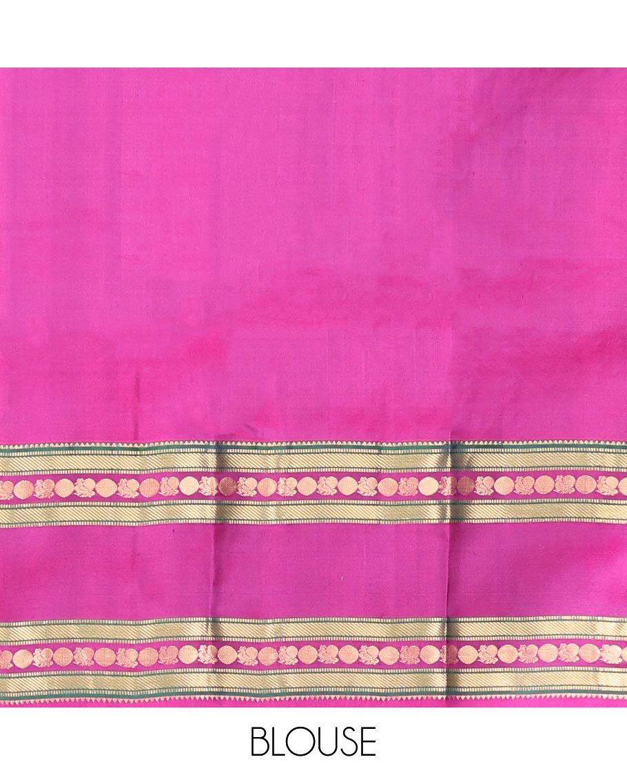 Pothys Blue zari buttas silk saree, contrast jaal pallu & rettai pettu border of rekku,Muthu,banaras & mayil poun - view 4
