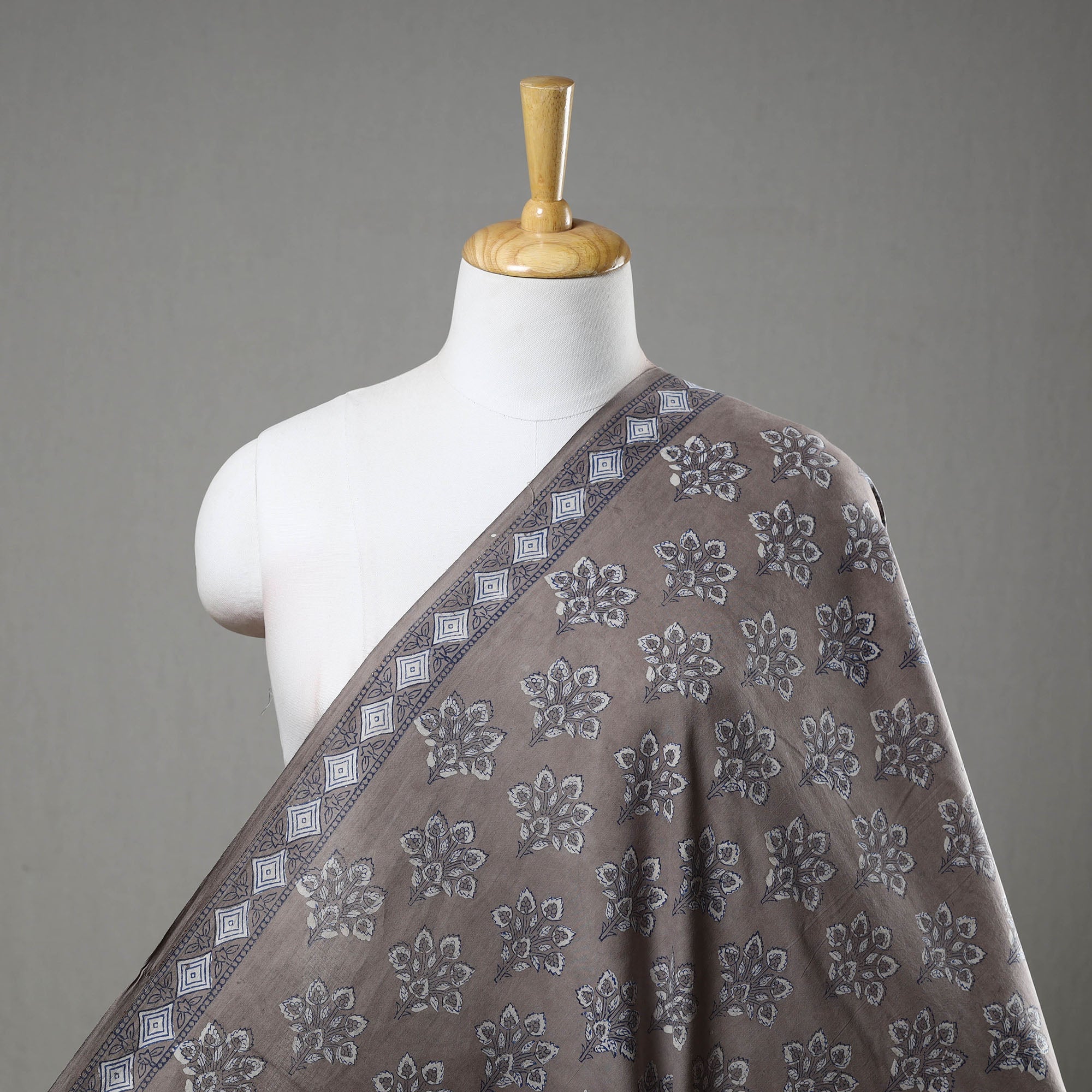 HAVELI CHRONICLES Brown - Block Printed Cotton Dabu Bagru Fabric 05