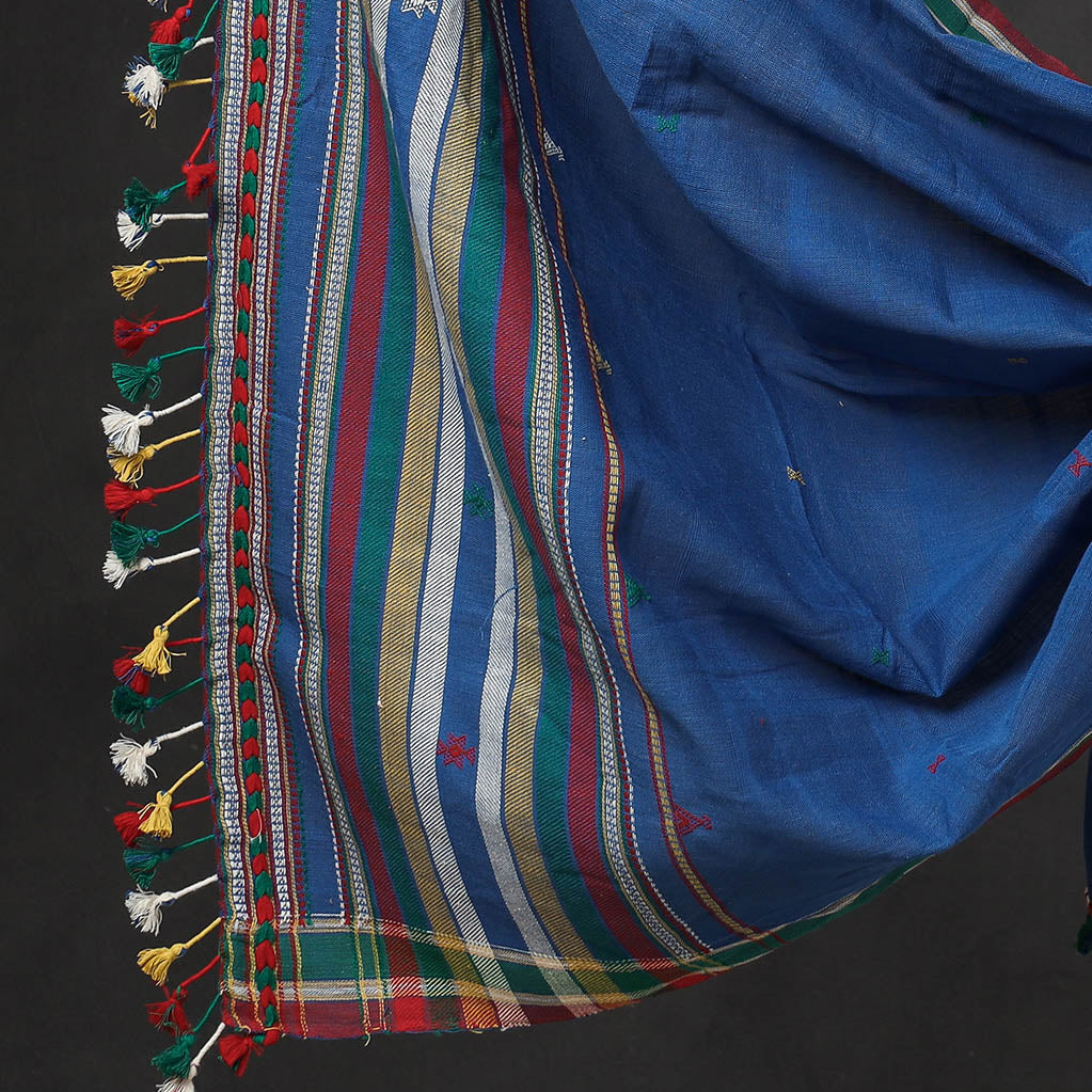 KACHCHH JI CHHAAP Blue - 3pc Organic Kala Cotton Pure Handloom Full Work Buti Suit Material Set - view 4