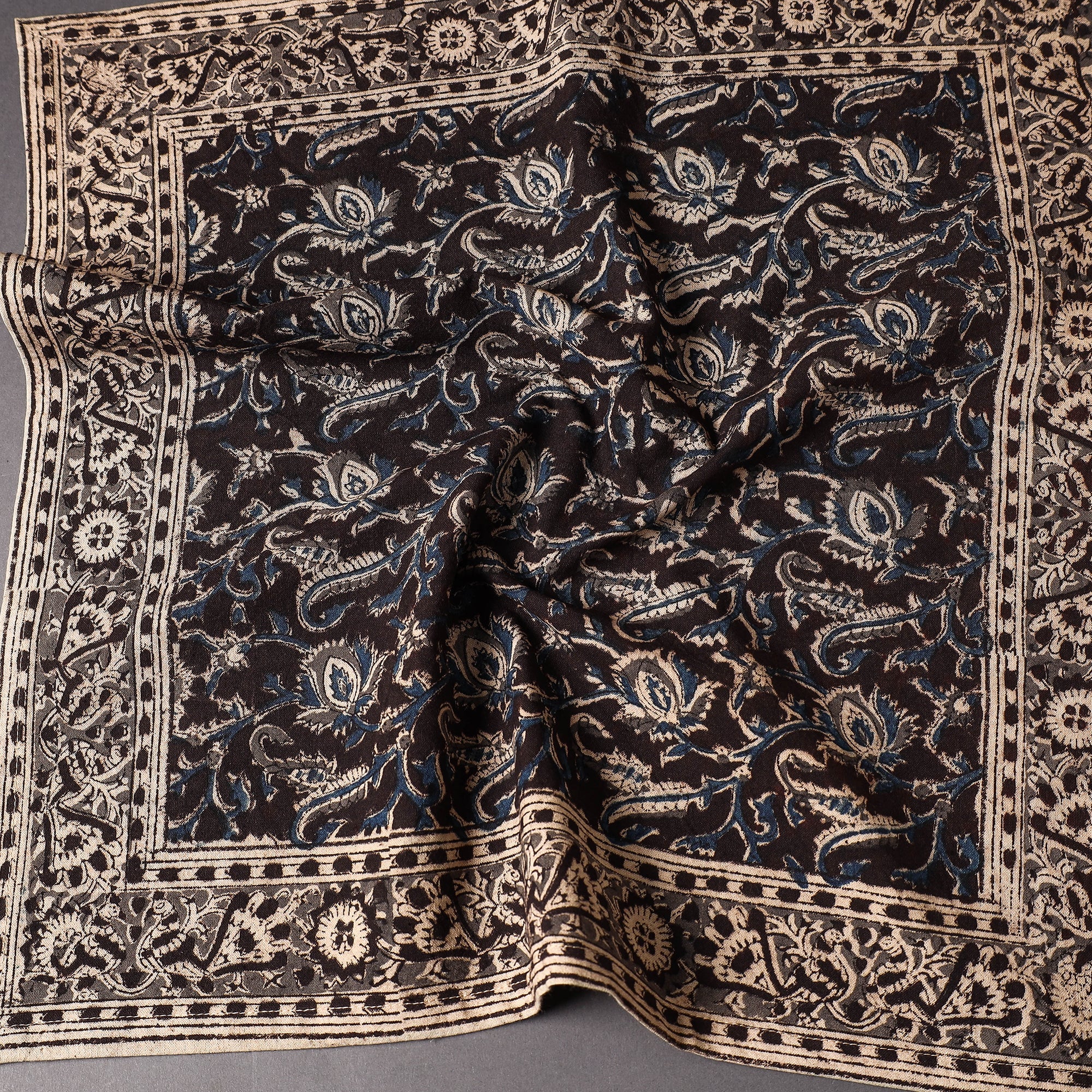 PITCHUKA SRINIVAS KALAMKARI PEDANA Black - Pedana Kalamkari Block Printed Cotton Napkin (18 x 18 in) - view 2