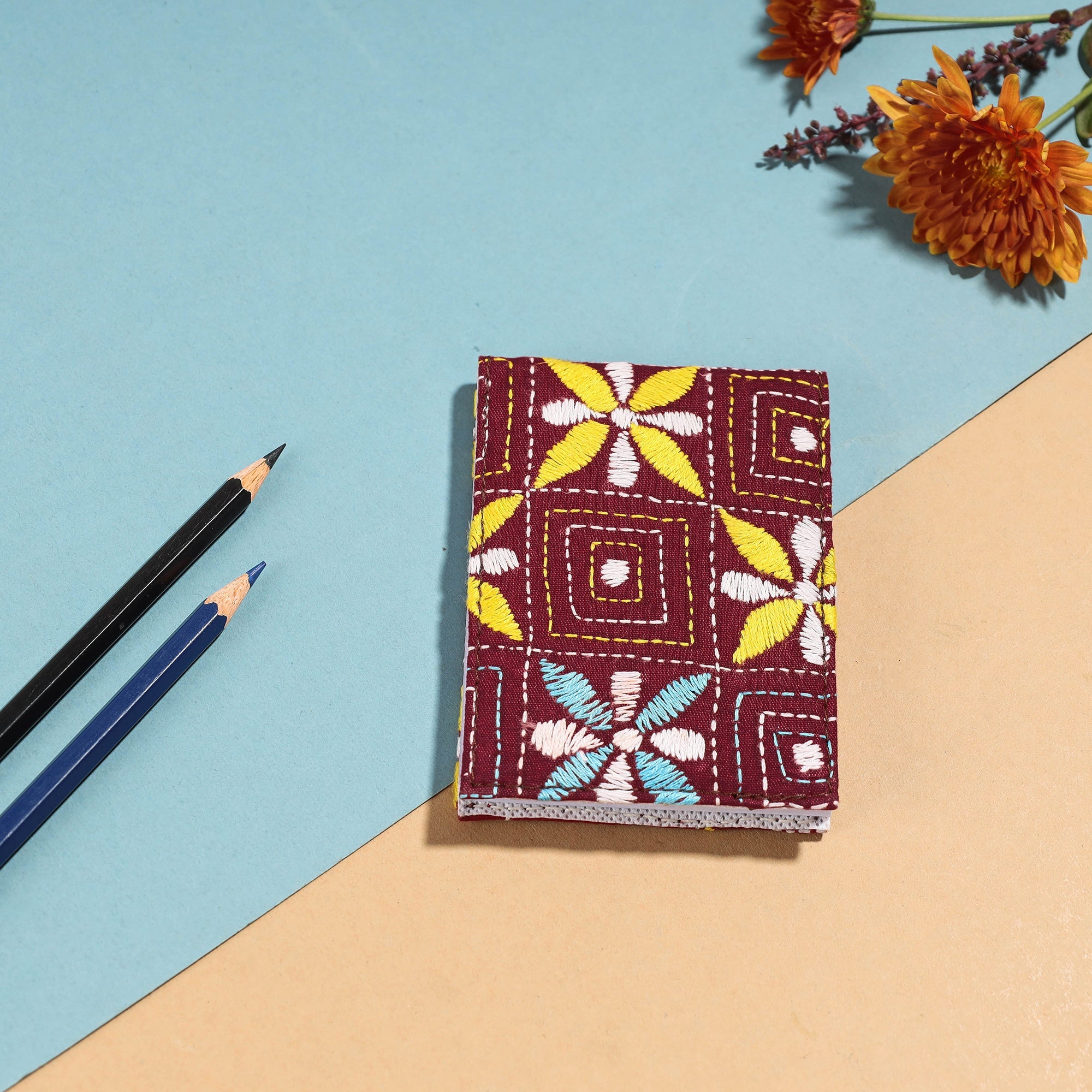 ASALKAAR Bengal Kantha Work Handcrafted Notepad (4 x 3 in)