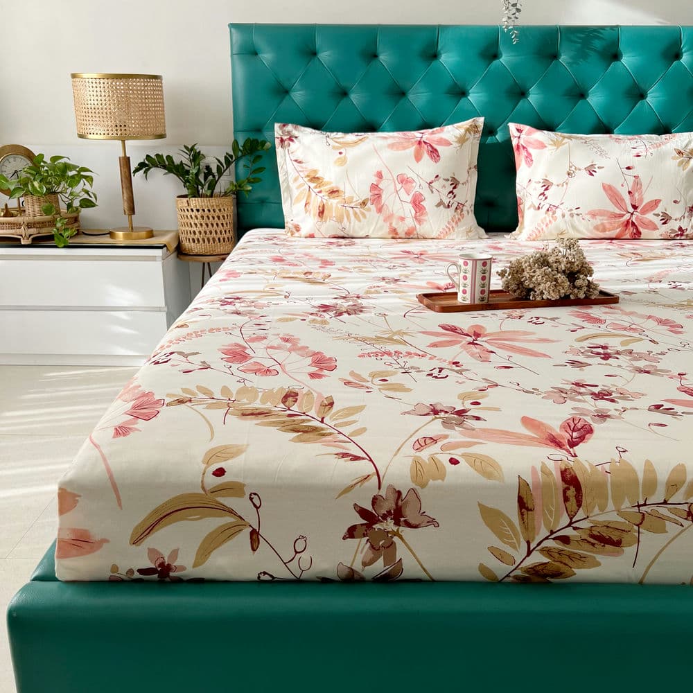 Urban Space -Home Furnishing Store Cotton Bedsheet + AC Blanket Combo Pack - (Combo 18 - Floral feast Peach and Brown + Mexico) - view 2