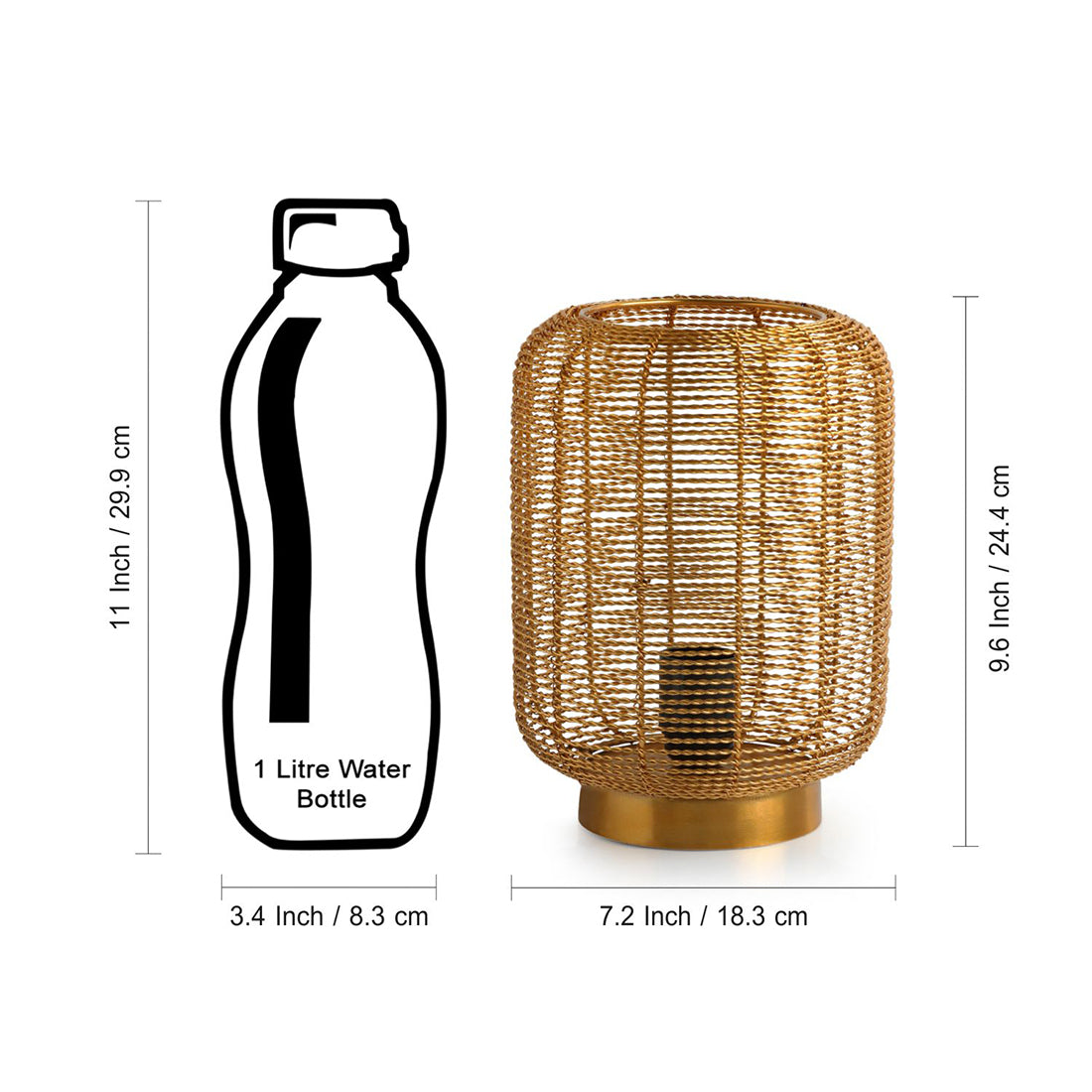 EXCLUSIVELANE 'Weaved Barrel' Handcrafted Table Lamp In Iron (9.6 Inch, Golden) - view 6