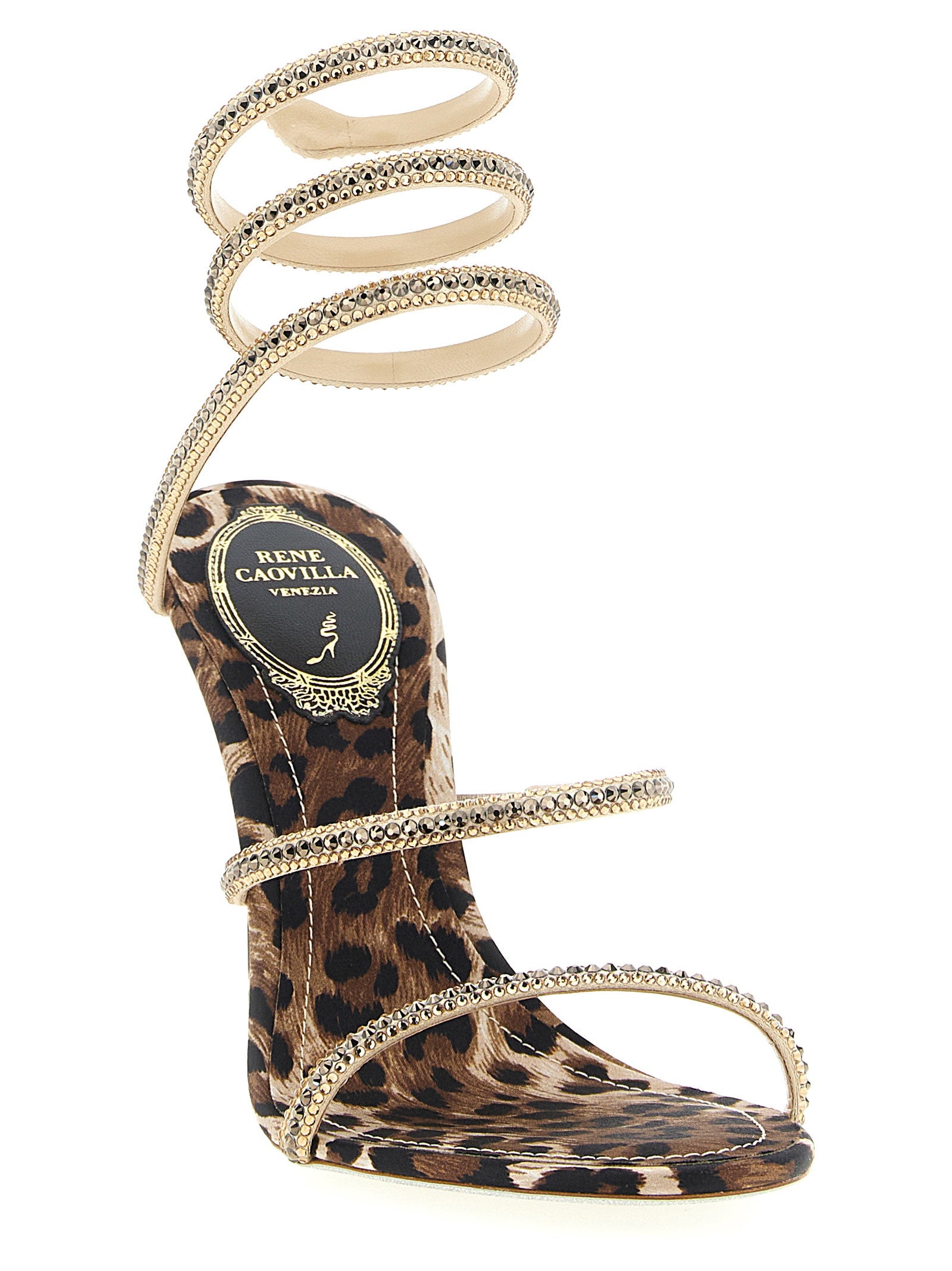 René Caovilla Cleo Leopard Sandals – 68% viscose, 32% silk - view 2