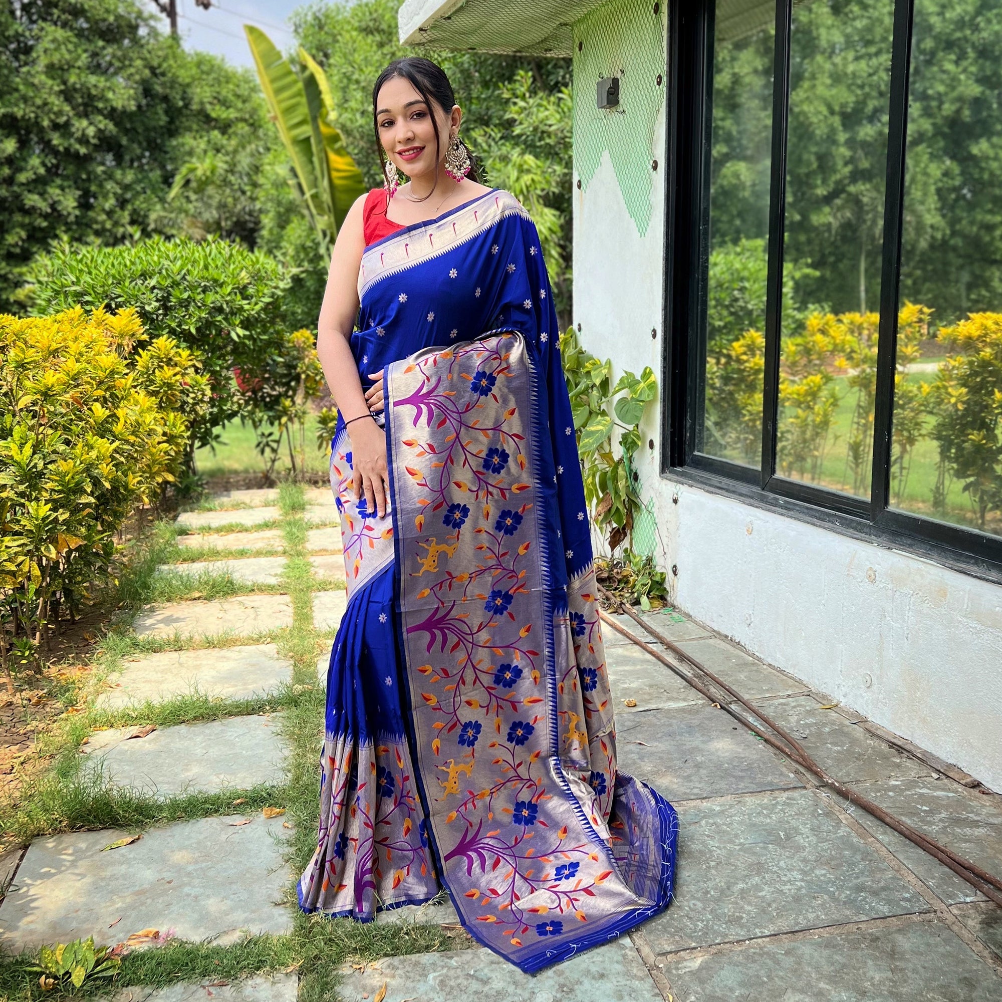TASARIKA COUTURE Blue - Gayatri Violet Paithani Silk Handwork Saree