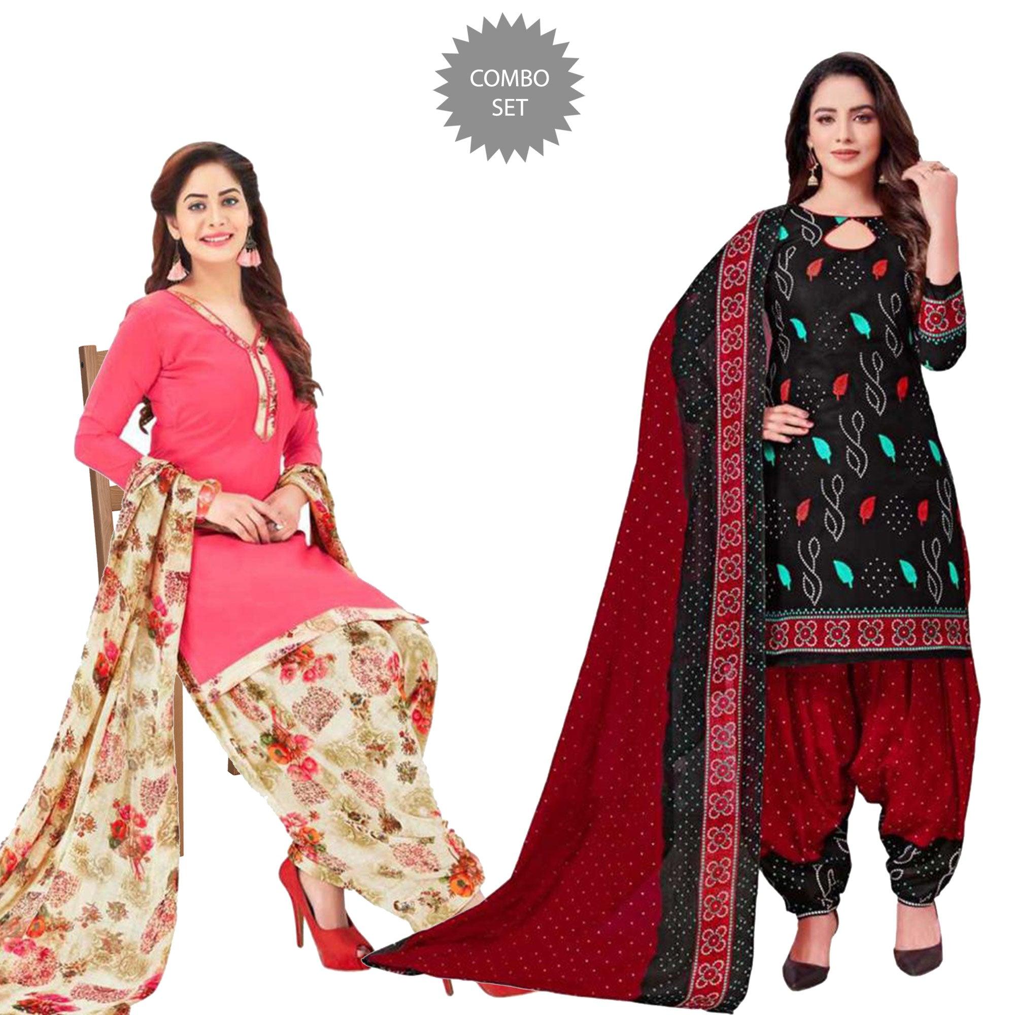 Peachmode Casual Printed Leon Dress Material Pack Of 2