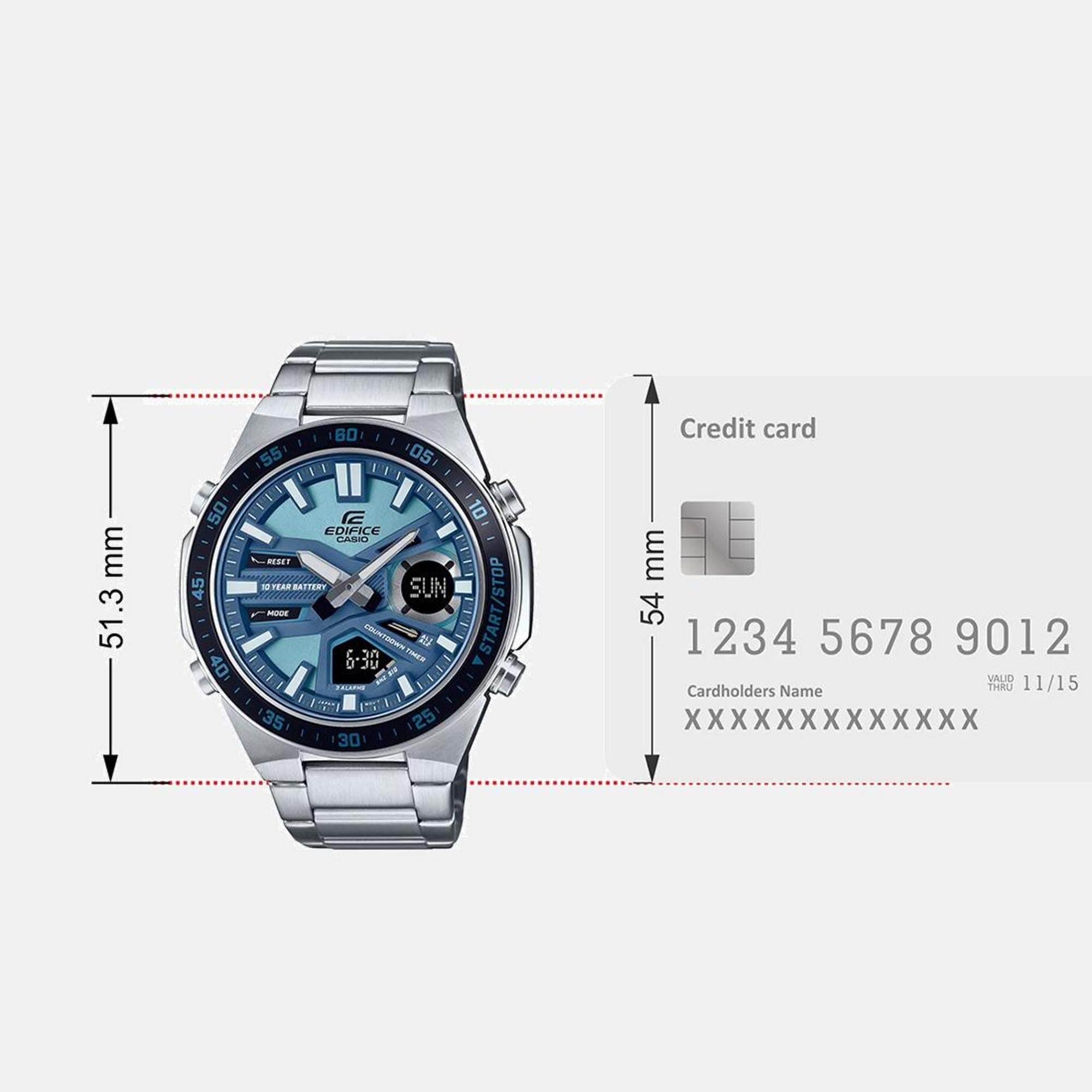 Casio Edifice Men Quartz Blue Dial Analog-Digital Stainless Steel Watch ED599 - view 8
