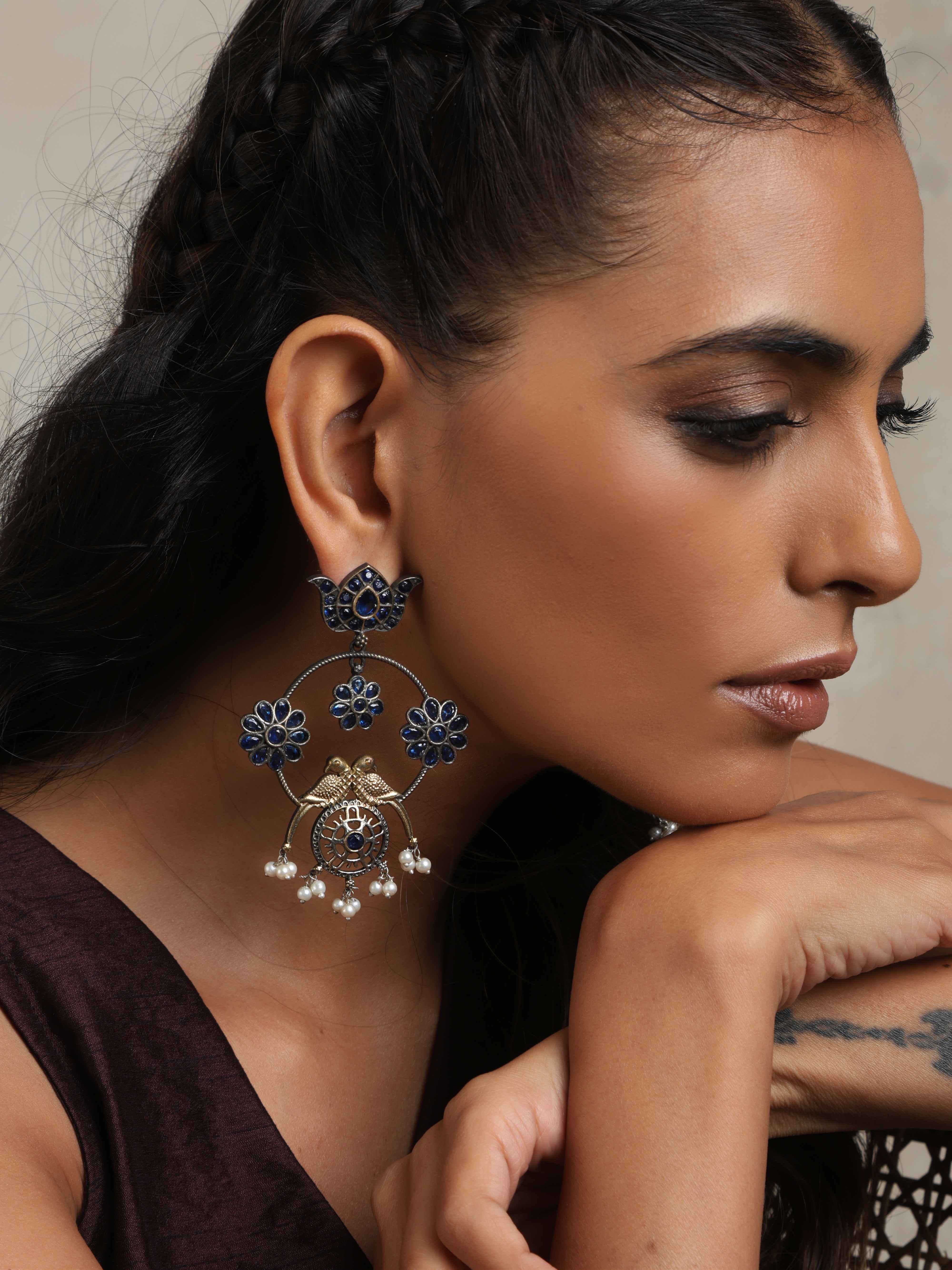trueBrowns Silver Tone Chandbali Earrings - view 2