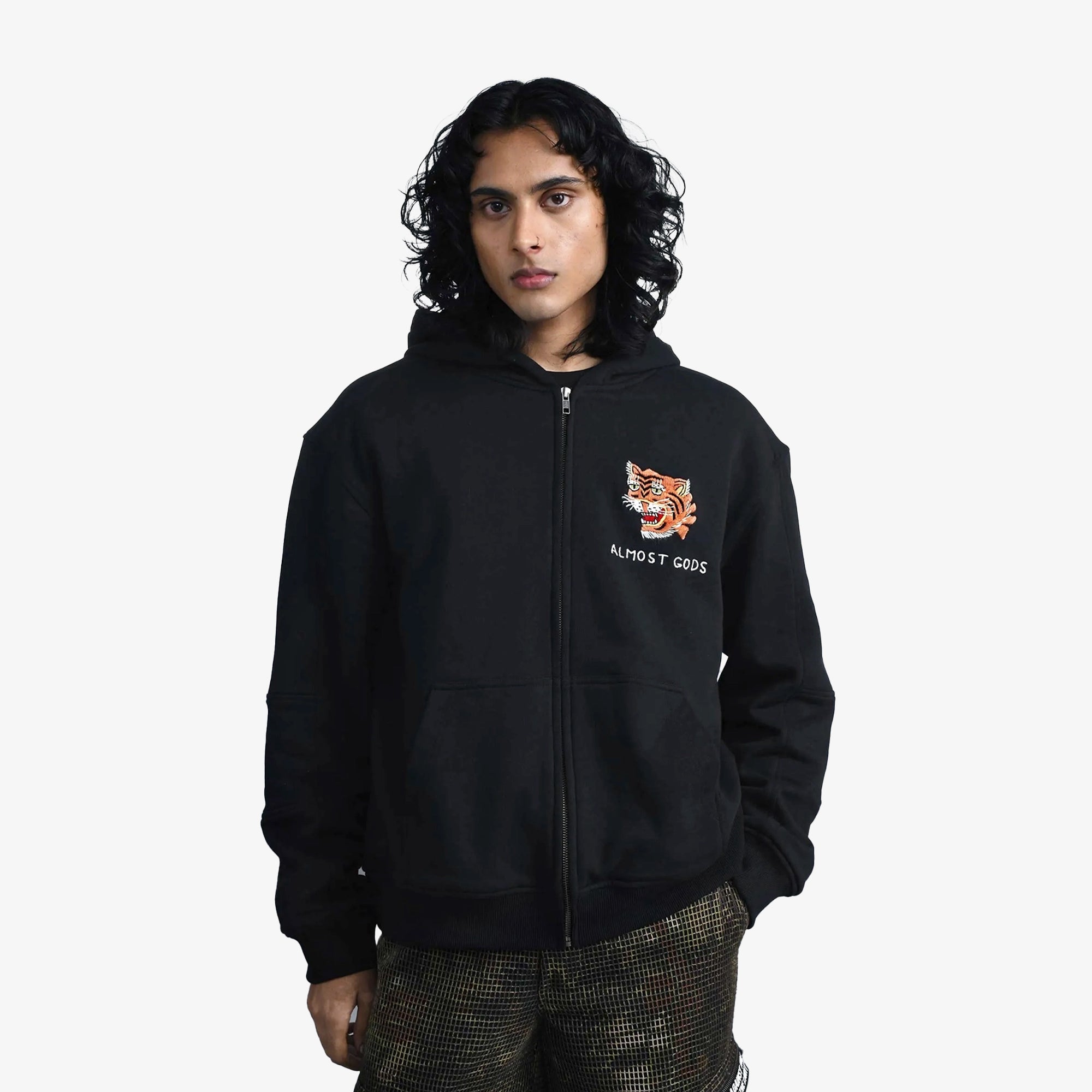 Almost Gods | Hand Embroidered Saigon Zip Hoodie { Black