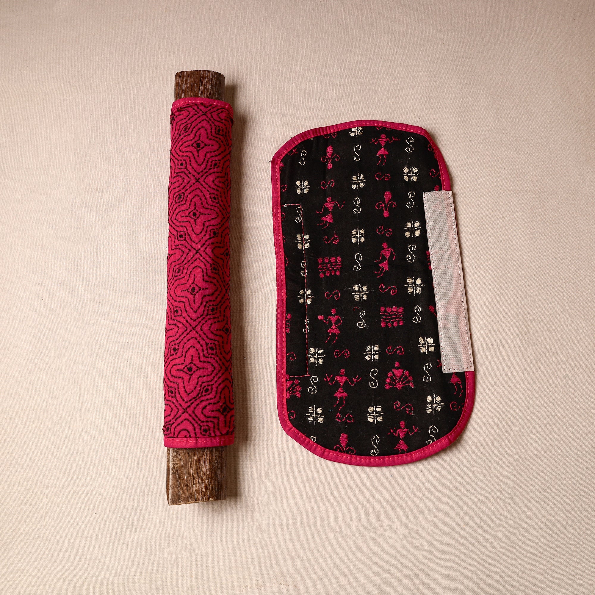 ASALKAAR Bengal Kantha Work Handmade Fridge Handle Cover (Set of 2) 02 - view 2