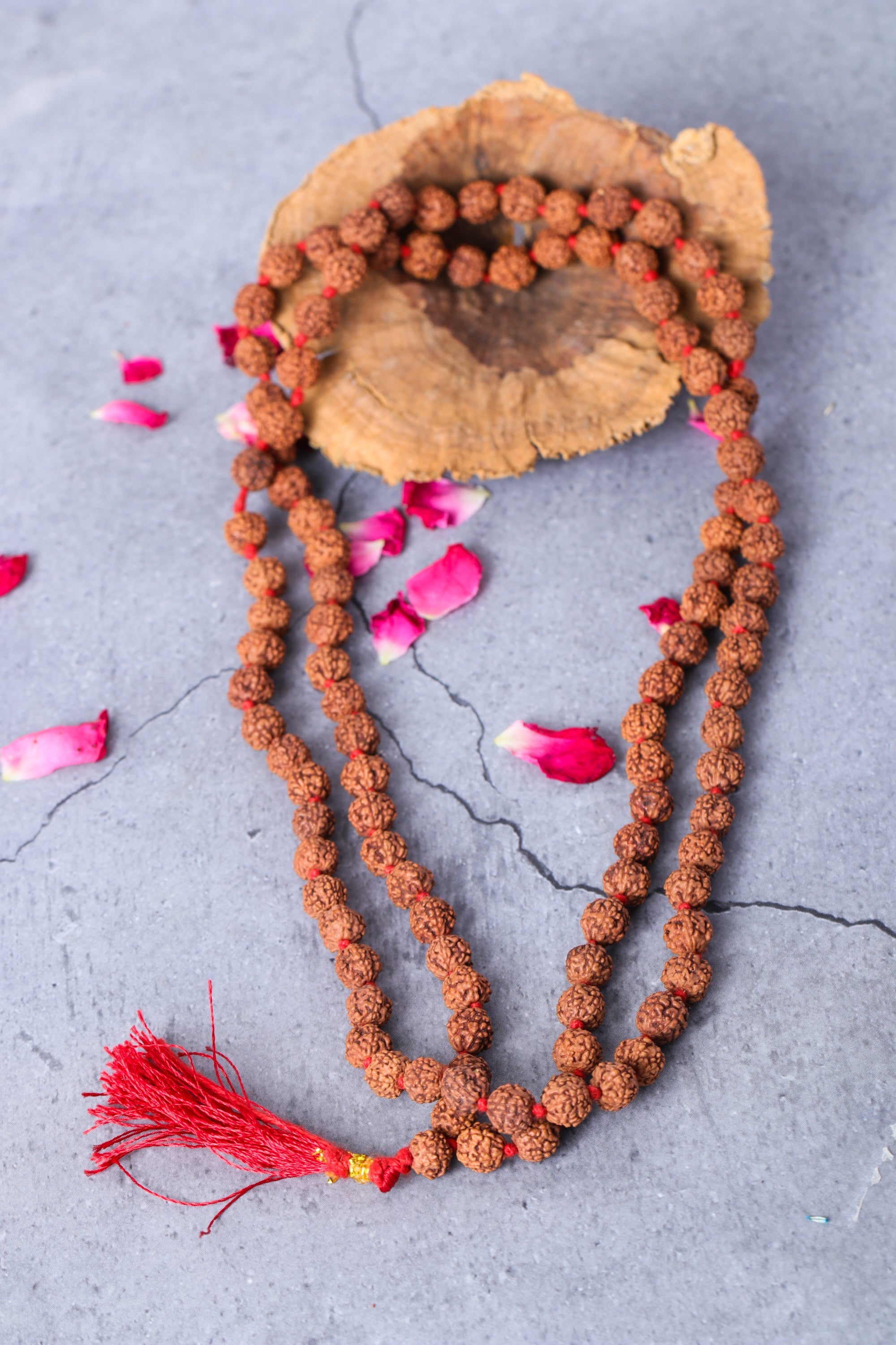 Studio Vaidik Chaitanya 5 mukhi Rudraksha Mala- 8 mm beads