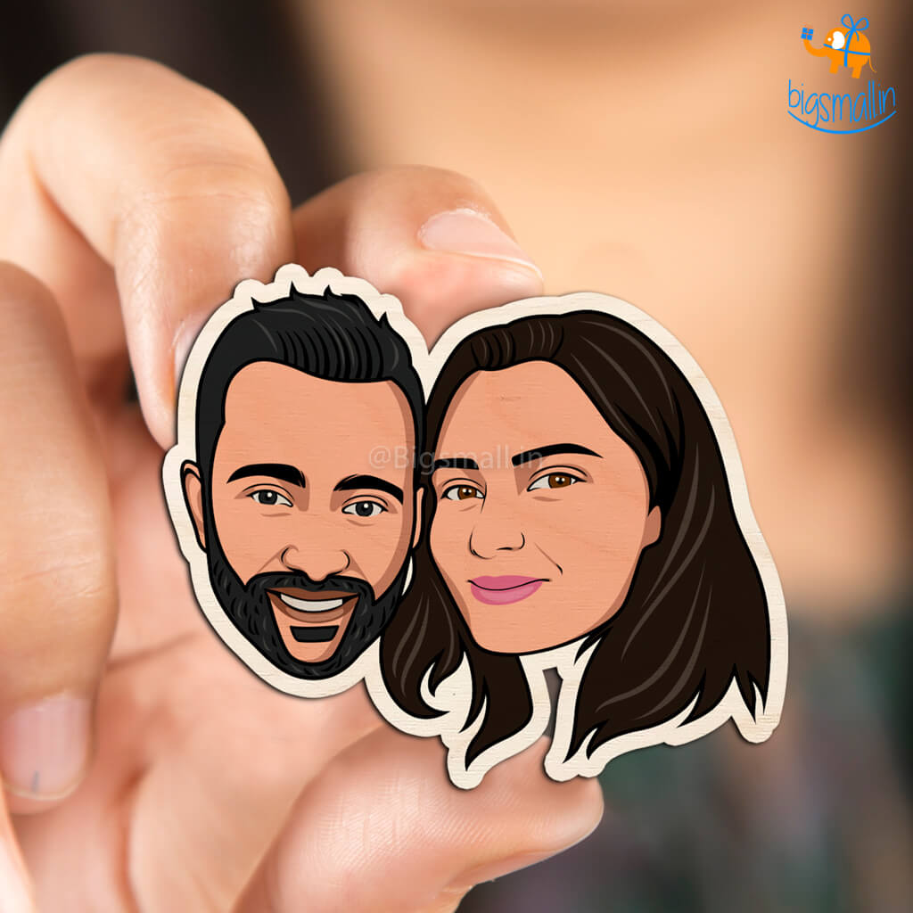 Chitra Chaya Personalized Caricature Wooden Fridge Magnet