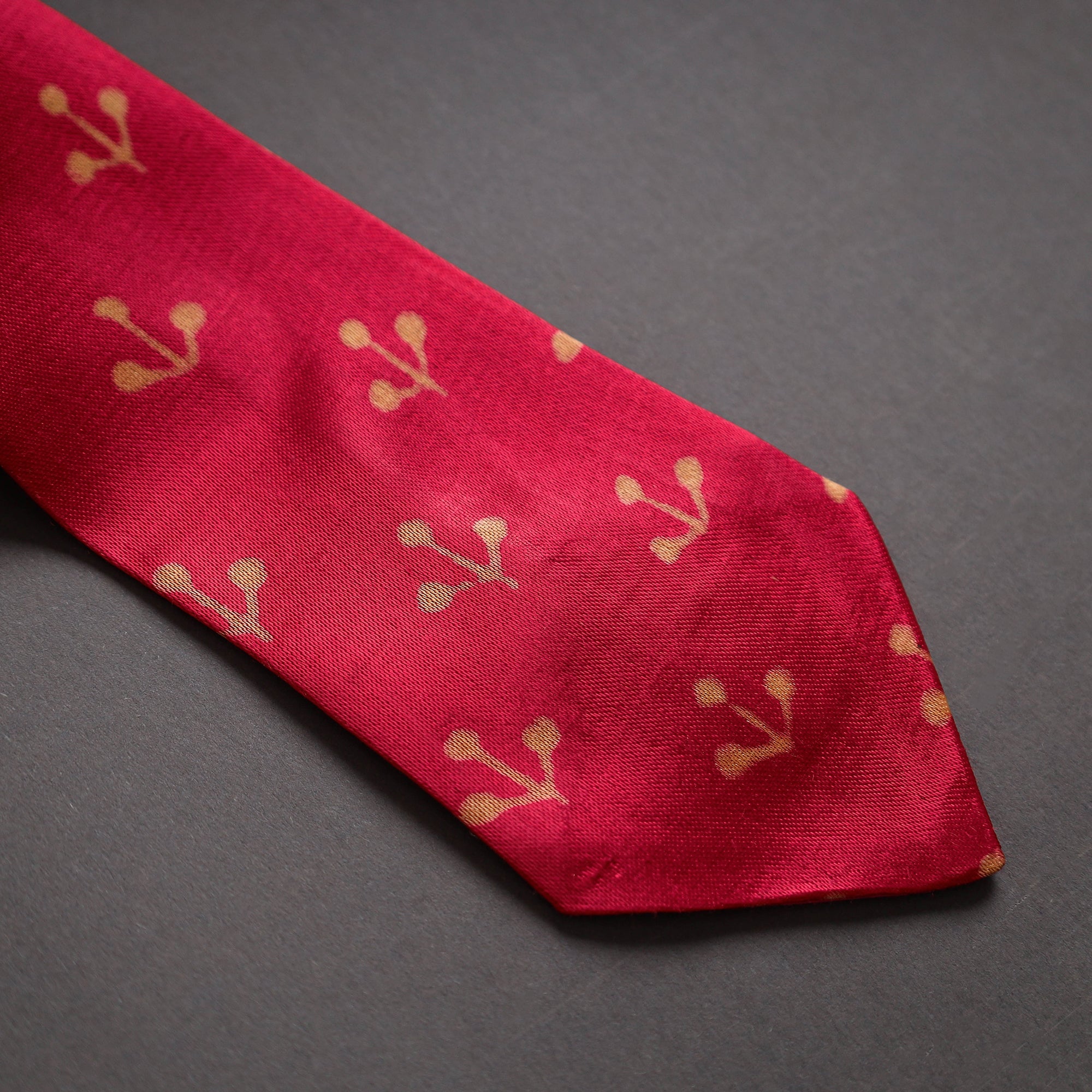 JALPARI Block Printed Mashru Silk Handmade Necktie for Men - view 4