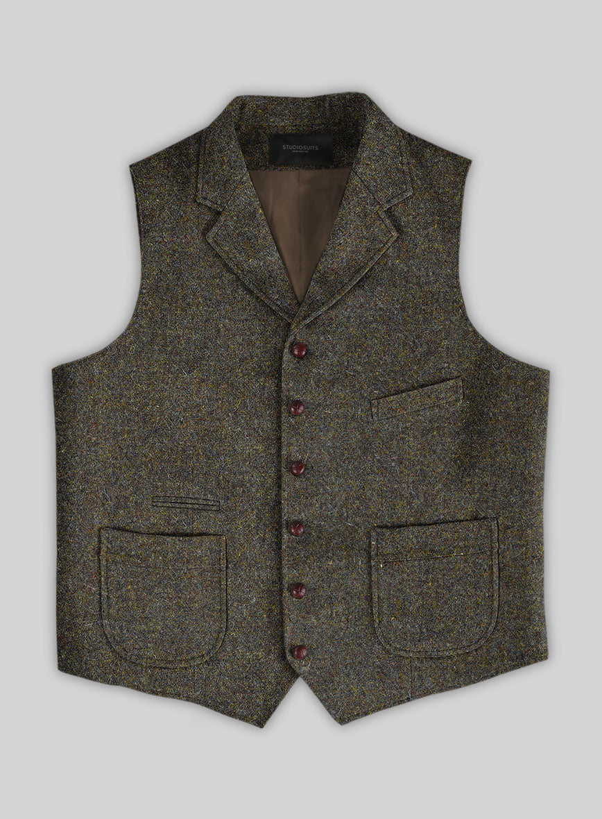 StudioSuits Harris Tweed Melange Green Hunting Vest