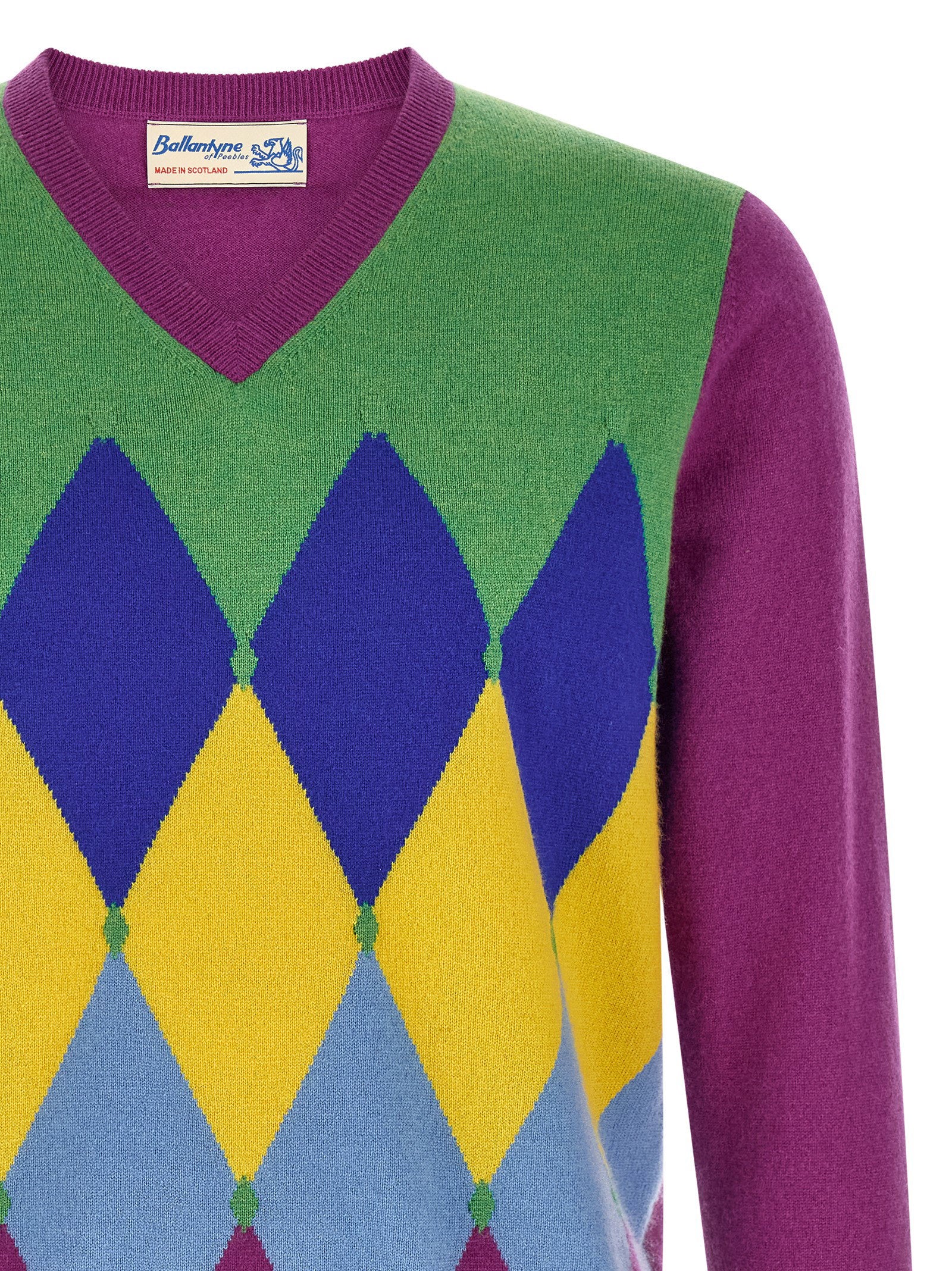 Ballantyne Classic Diamond Intarsia Sweater – 100% cashmere - view 3