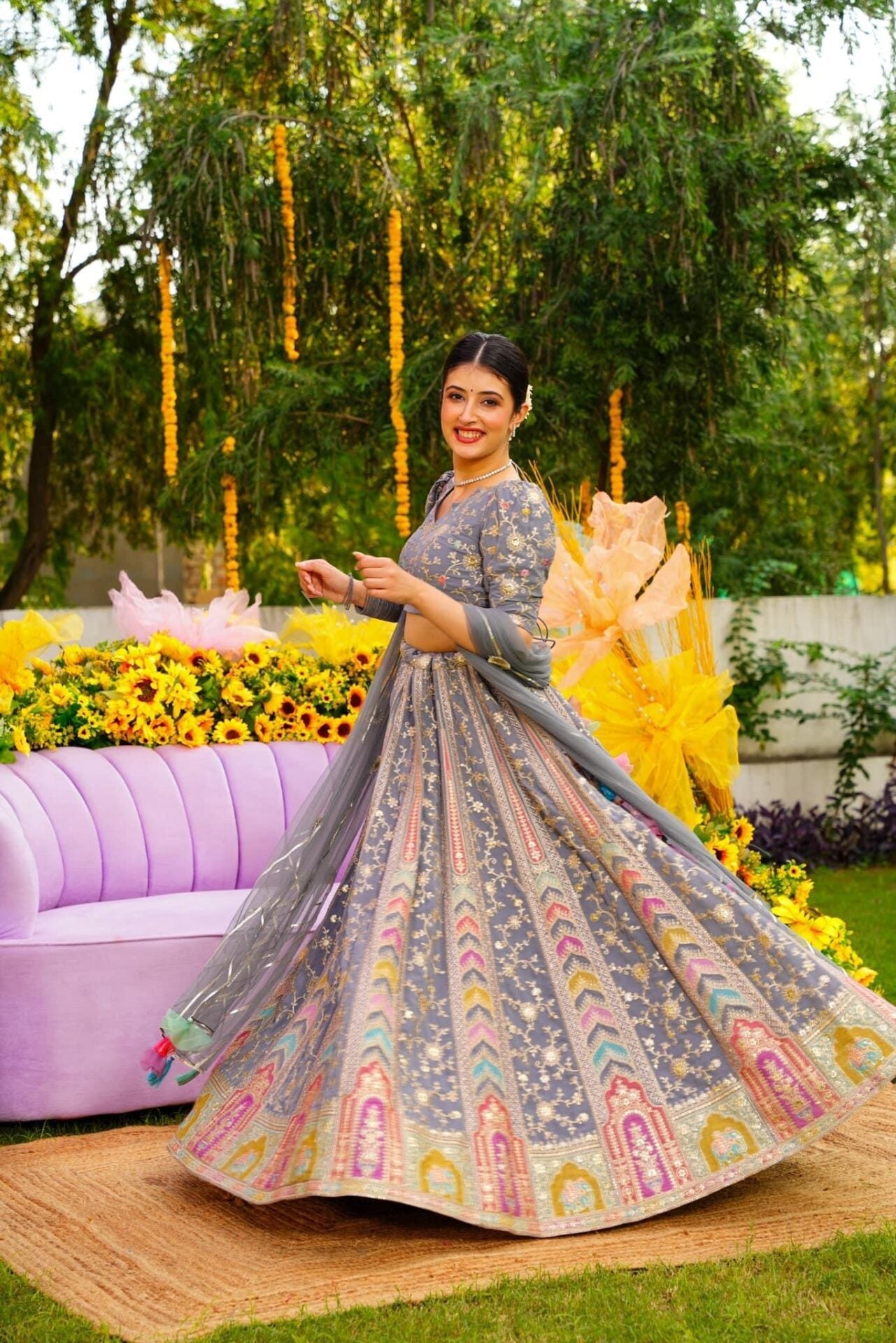 Idaho-o Smokey grey lehenga choli set – Women's - view 2