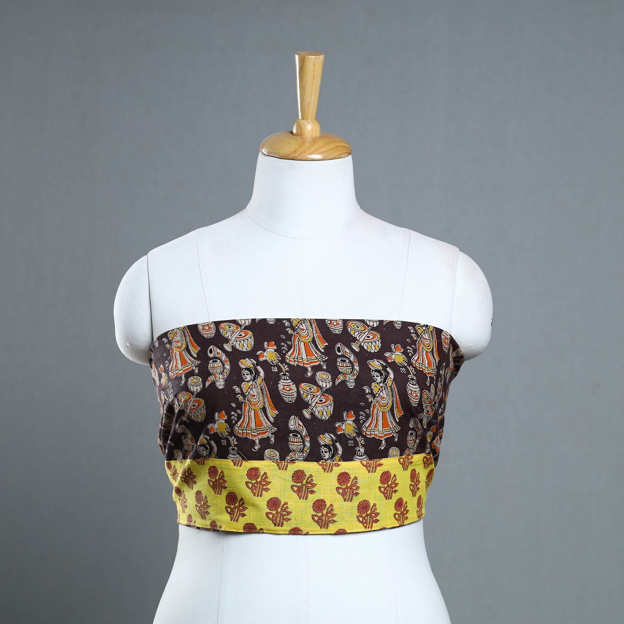 NOORI BAZAR Brown - Block Printed Cotton Kalamkari Blouse Piece 32