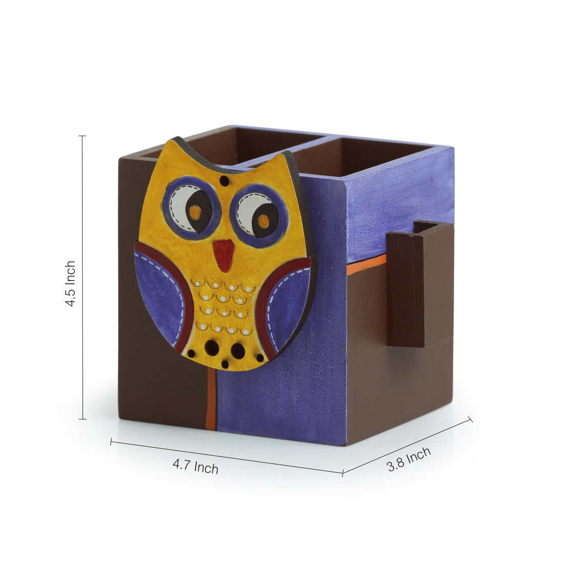 EXCLUSIVELANE 'Owl Motif' Cutlery & Toothpick Holder In Pine Wood (3 Partitions) - view 5