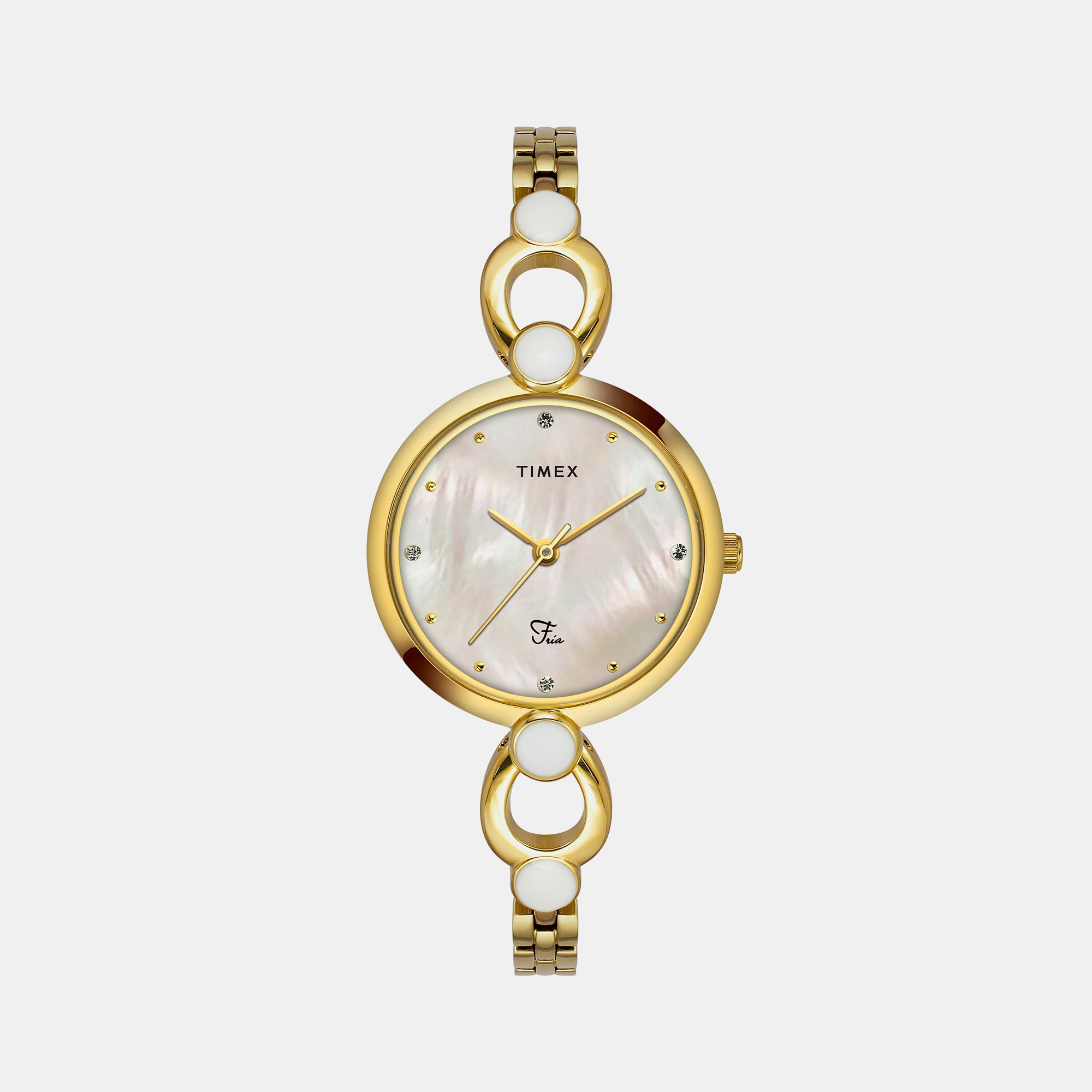 Timex Fria Women Quartz Mother Of Pearl Dial Analog Brass Watch TWEL18101