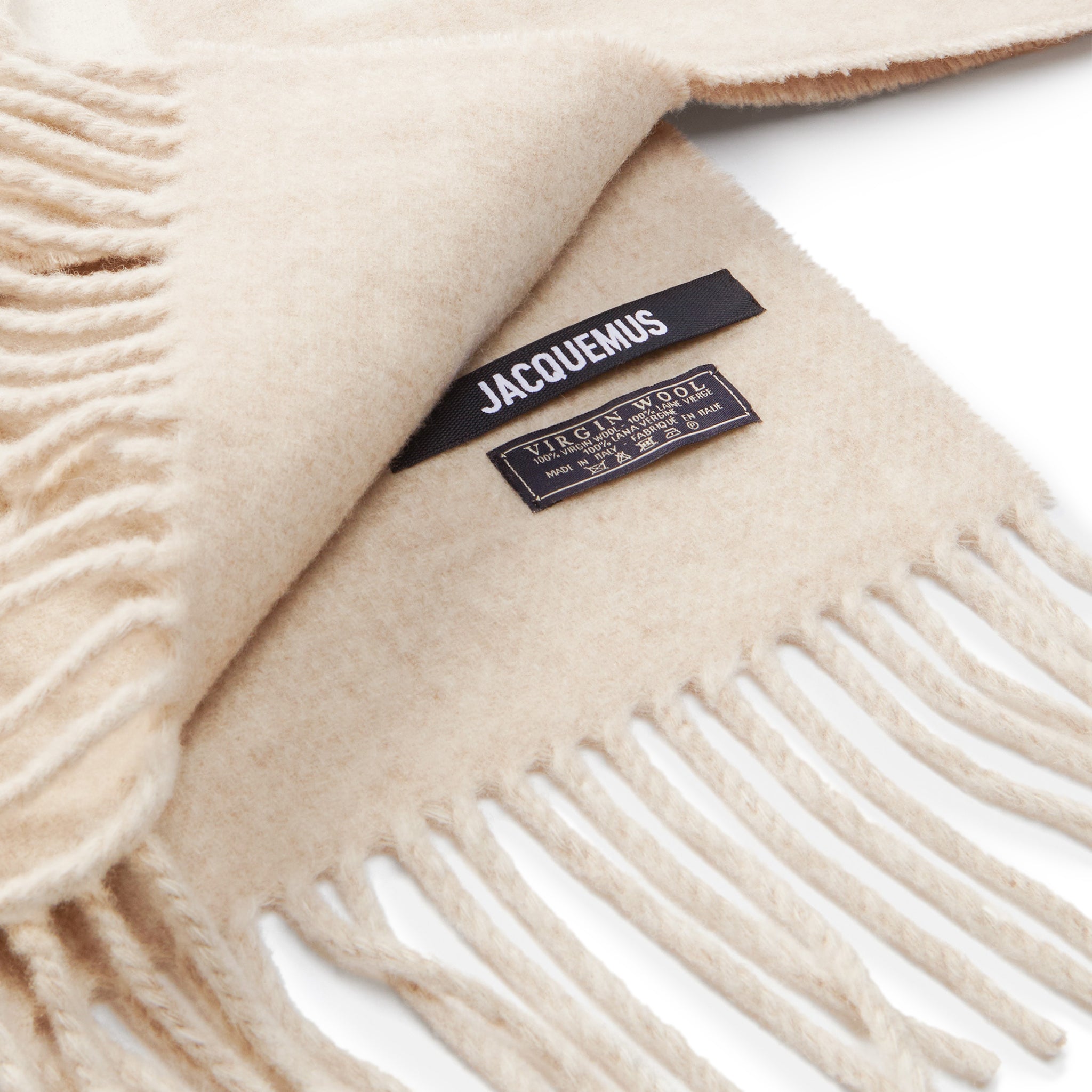 Jacquemus L'echarpe Fringe Logo Multi-Beige Scarf - view 5