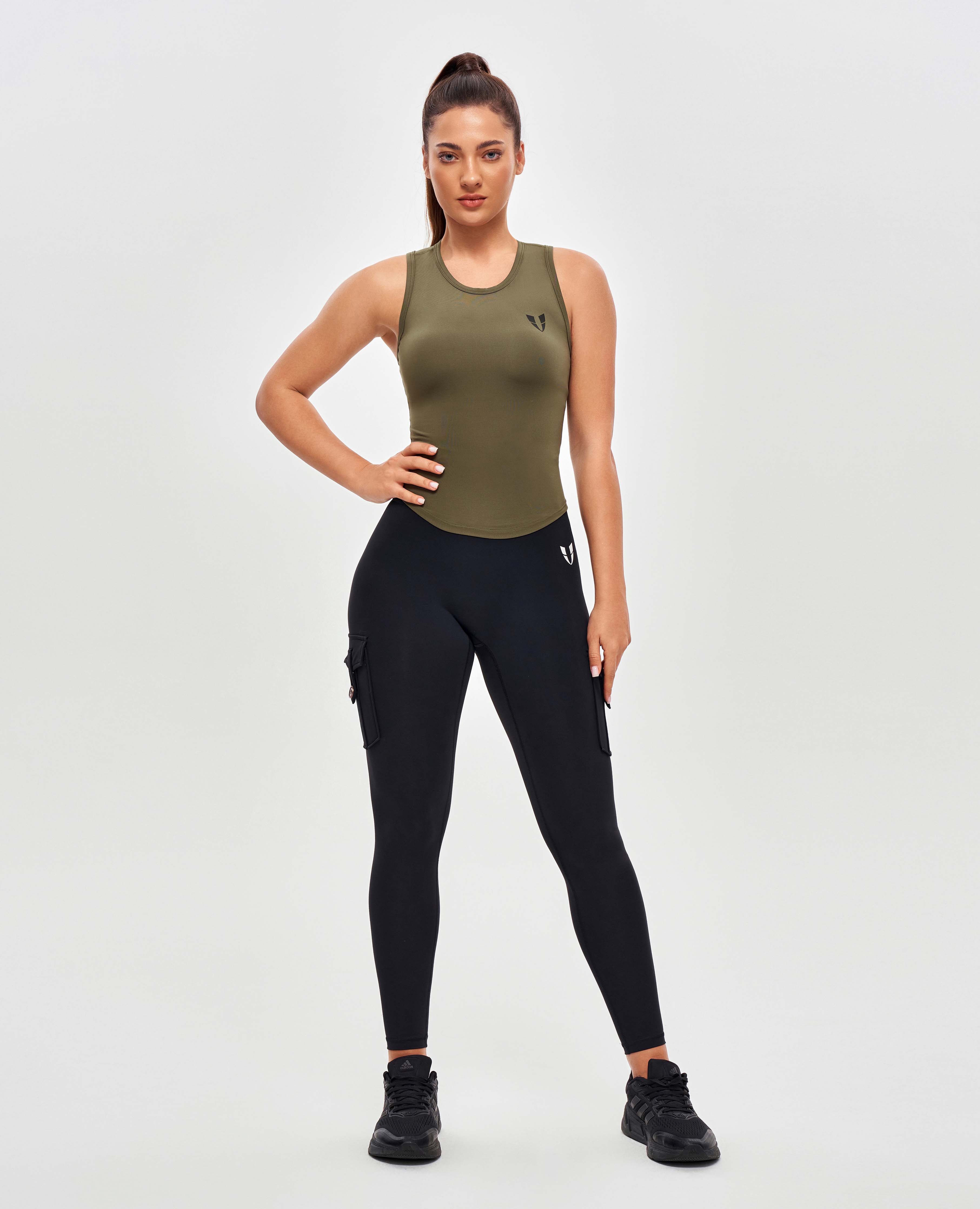 FIRM ABS Round Neck Sports Tank - Moss Green - view 7