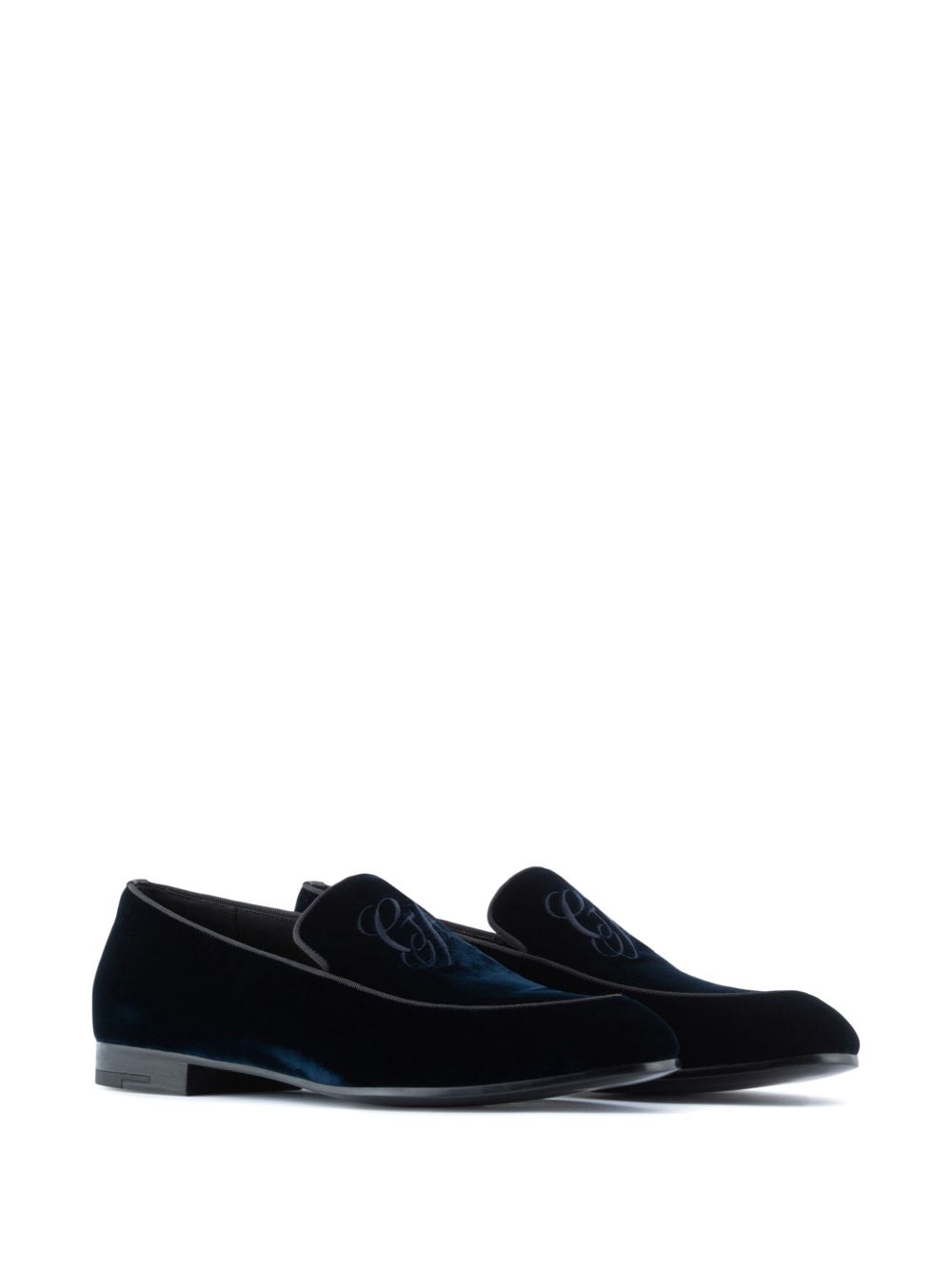 Giorgio Armani Embroidered logo velvet loafers - view 4