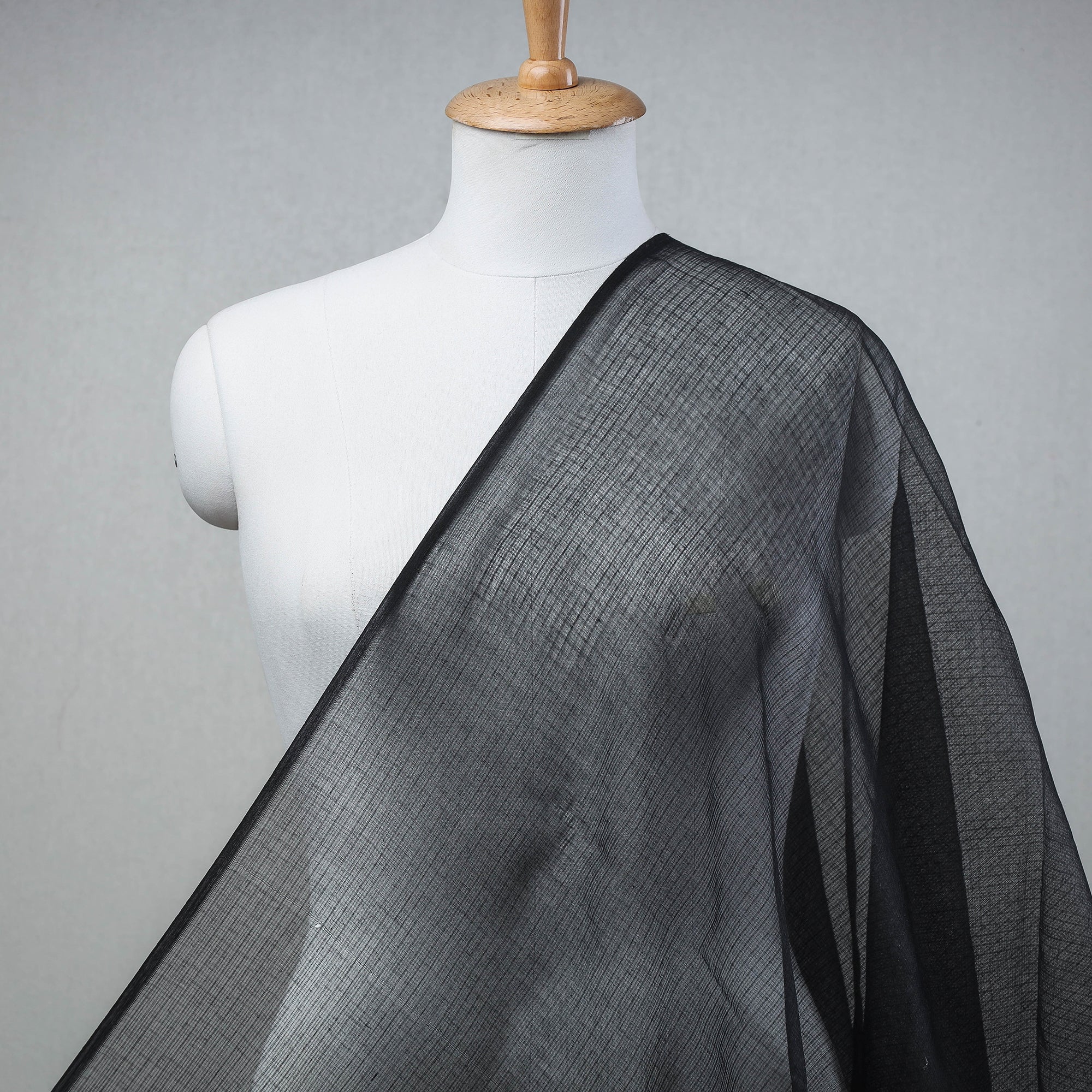 ITOKRI CRAFTS INITIATIVE Black - Plain Weaving Cotton Kota Doria Fabric 13