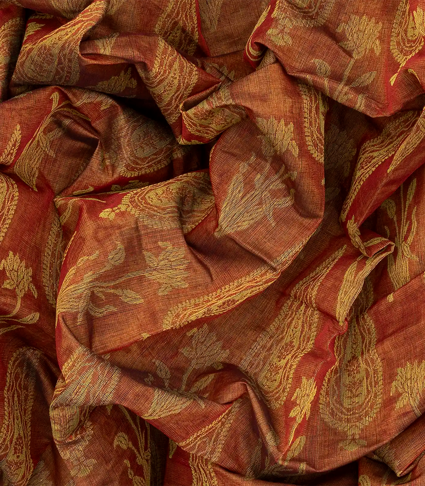 RmKV Rust Handloom Chirala Saree With Floral Motifs-Rust - view 3