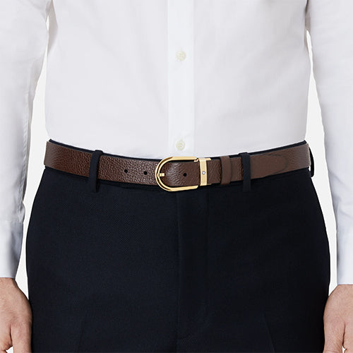 Montblanc Mont Blanc, Horseshoe buckle brown 30 mm leather belt - view 2