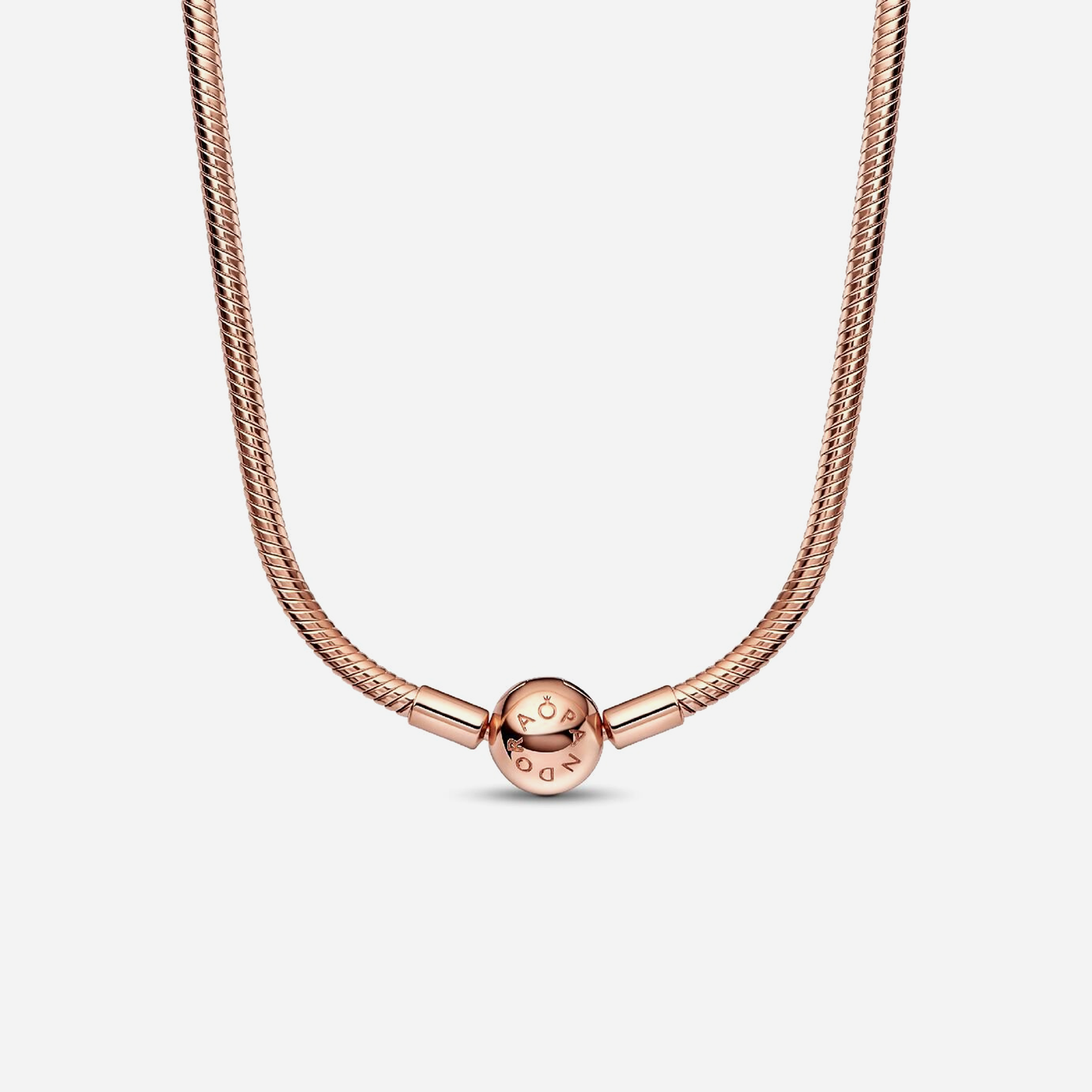 Pandora Moments Snake Chain Necklace Rose Gold Plated - view 2