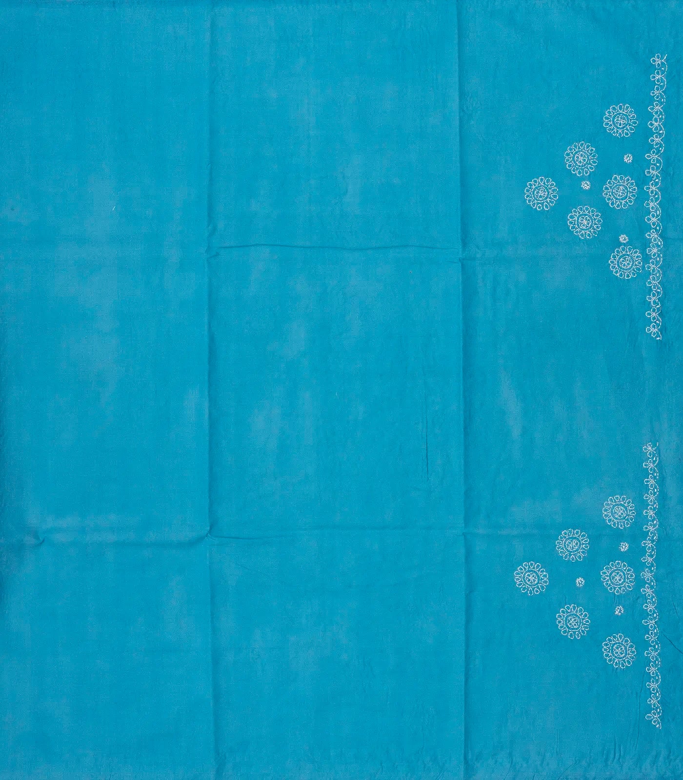 RmKV Sky Blue Chikankari Embroidered Cotton Saree With Floral Motifs - view 4
