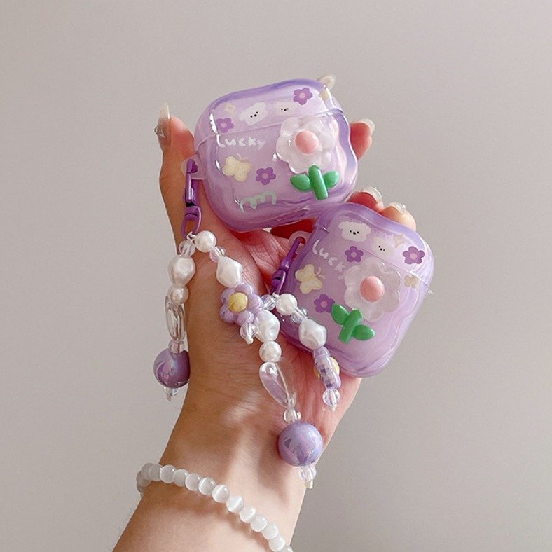 Peeperly 3D Tulip Flower Case with Charm - AirPods