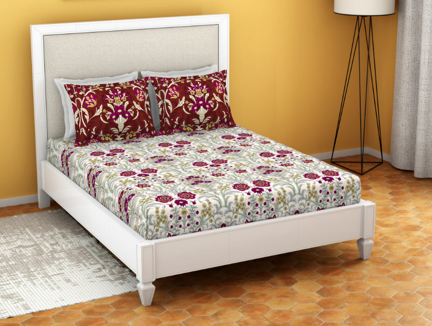 Spaces India Ornate Jazzy - Red 100% Cotton Queen Fitted Sheet - Moments By Welspun - view 2