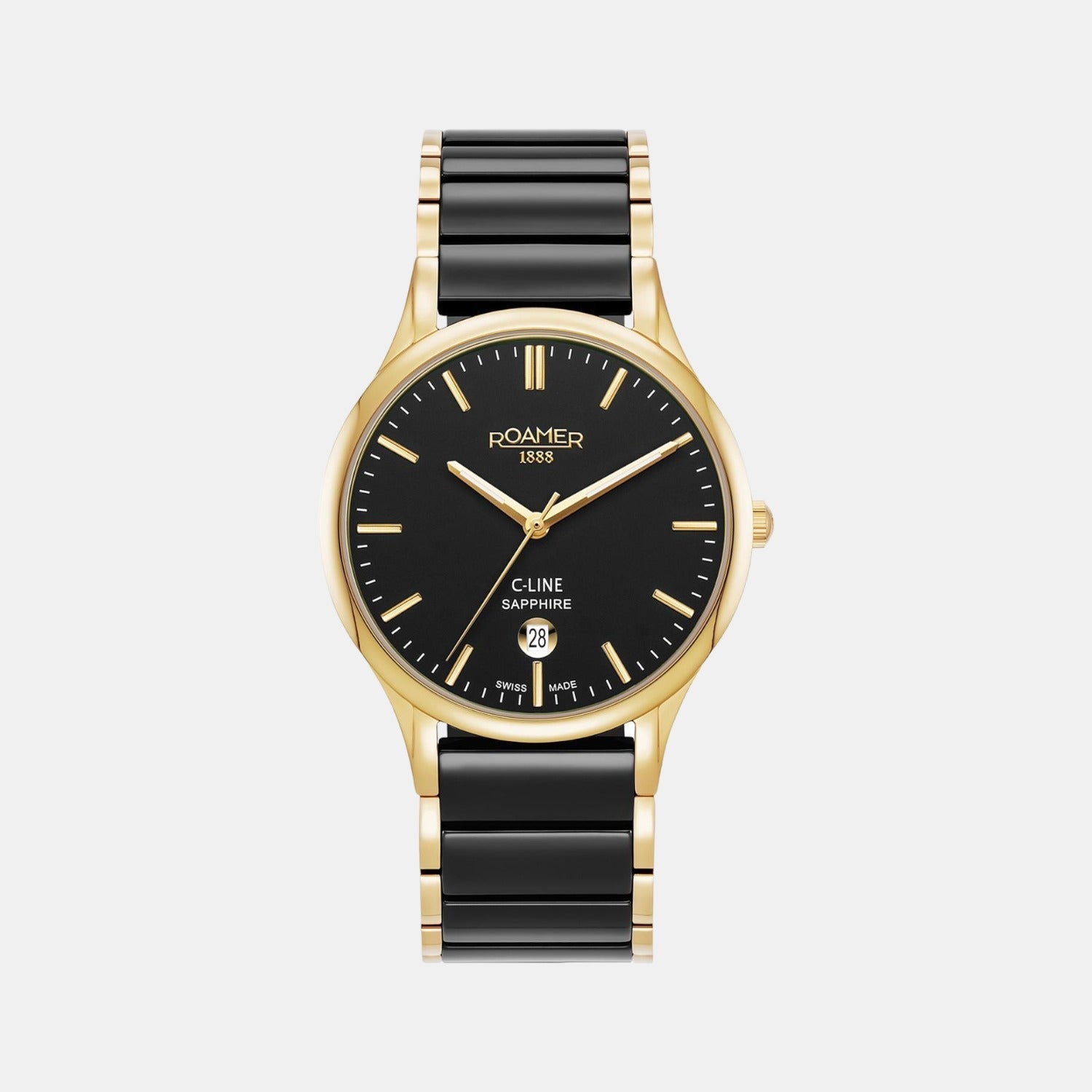 Roamer C-Line Men Quartz Black Dial Analog Stainless Steel Watch 658833 48 55 61