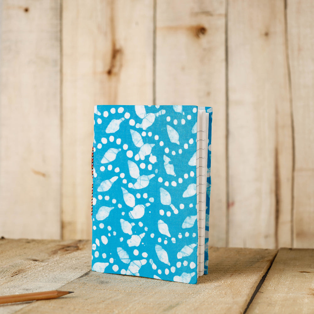 BINDAAS UNLIMITED Blue - Batik Fabric Cover Handmade Paper Notebook (7 x 5 in)