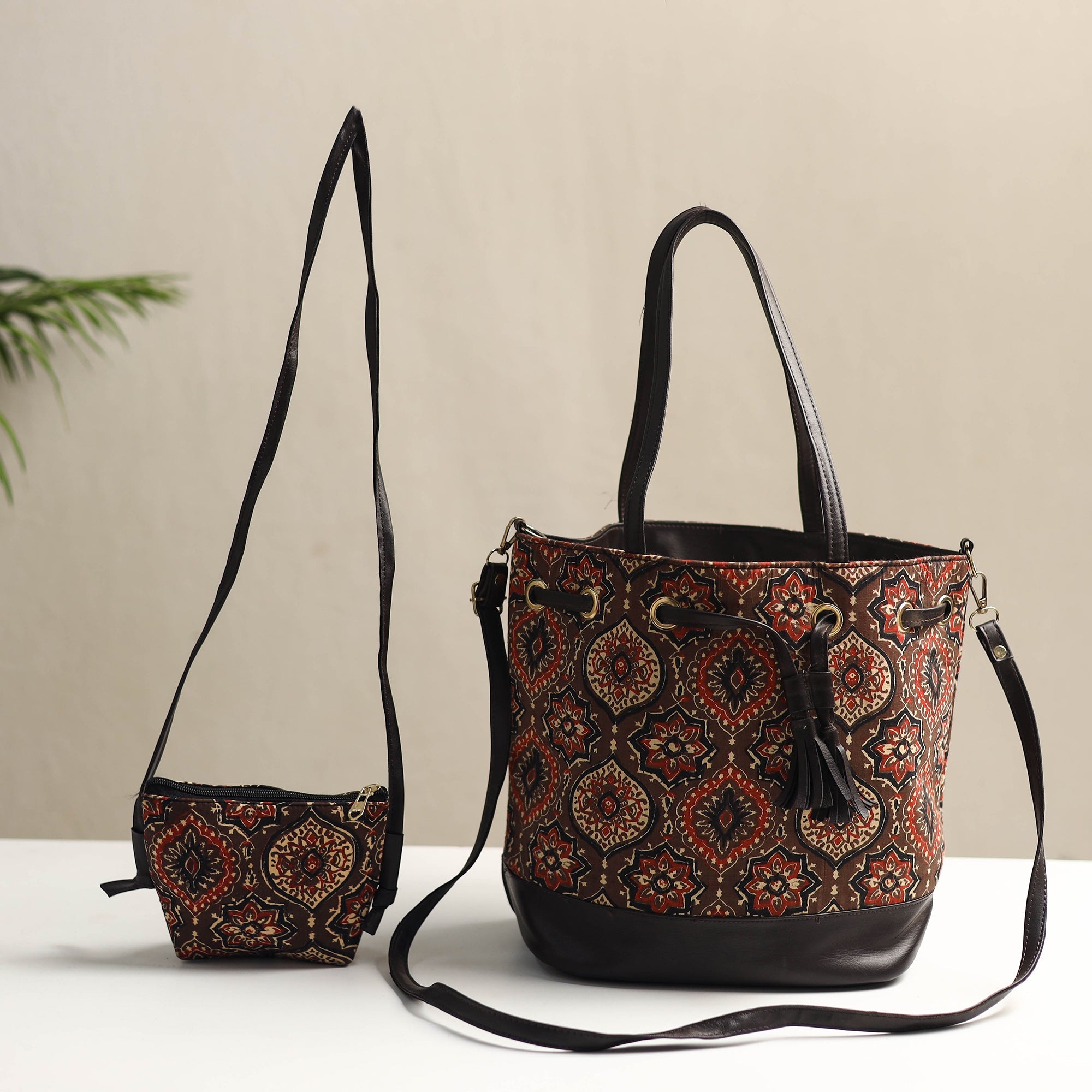KACHCHH JI CHHAAP Brown - Handcrafted Block Printed Shoulder Bag (Set of 2) 02