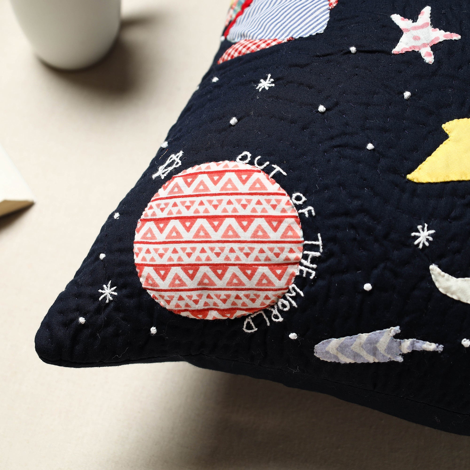 PURKAL STREE SHAKTI SAMITI Blue - Quilted Applique Cushion Cover (16 x 16 in) 08 - view 2