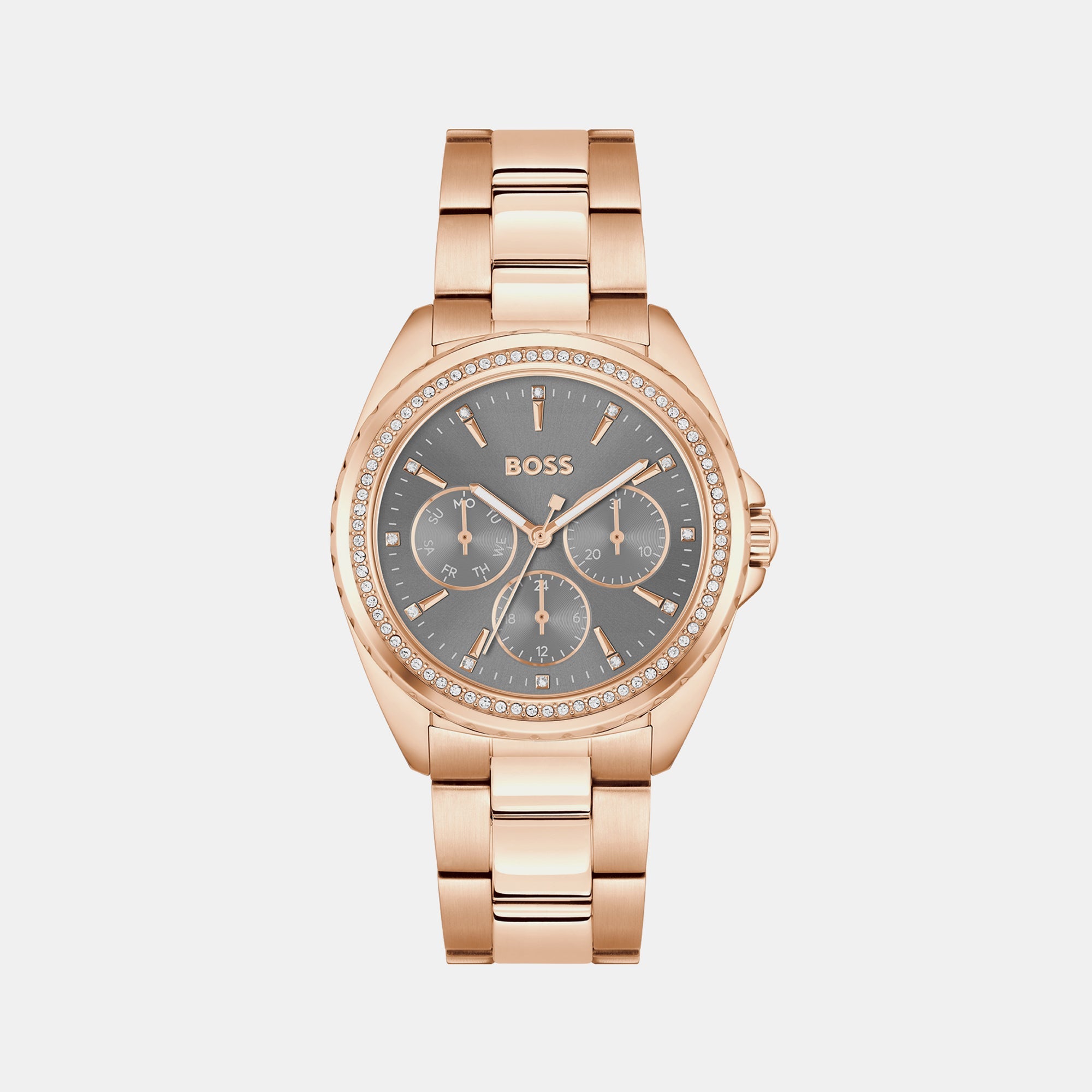 Boss Atea Women Quartz Grey Dial Chronograph Stainless Steel Watch 1502711