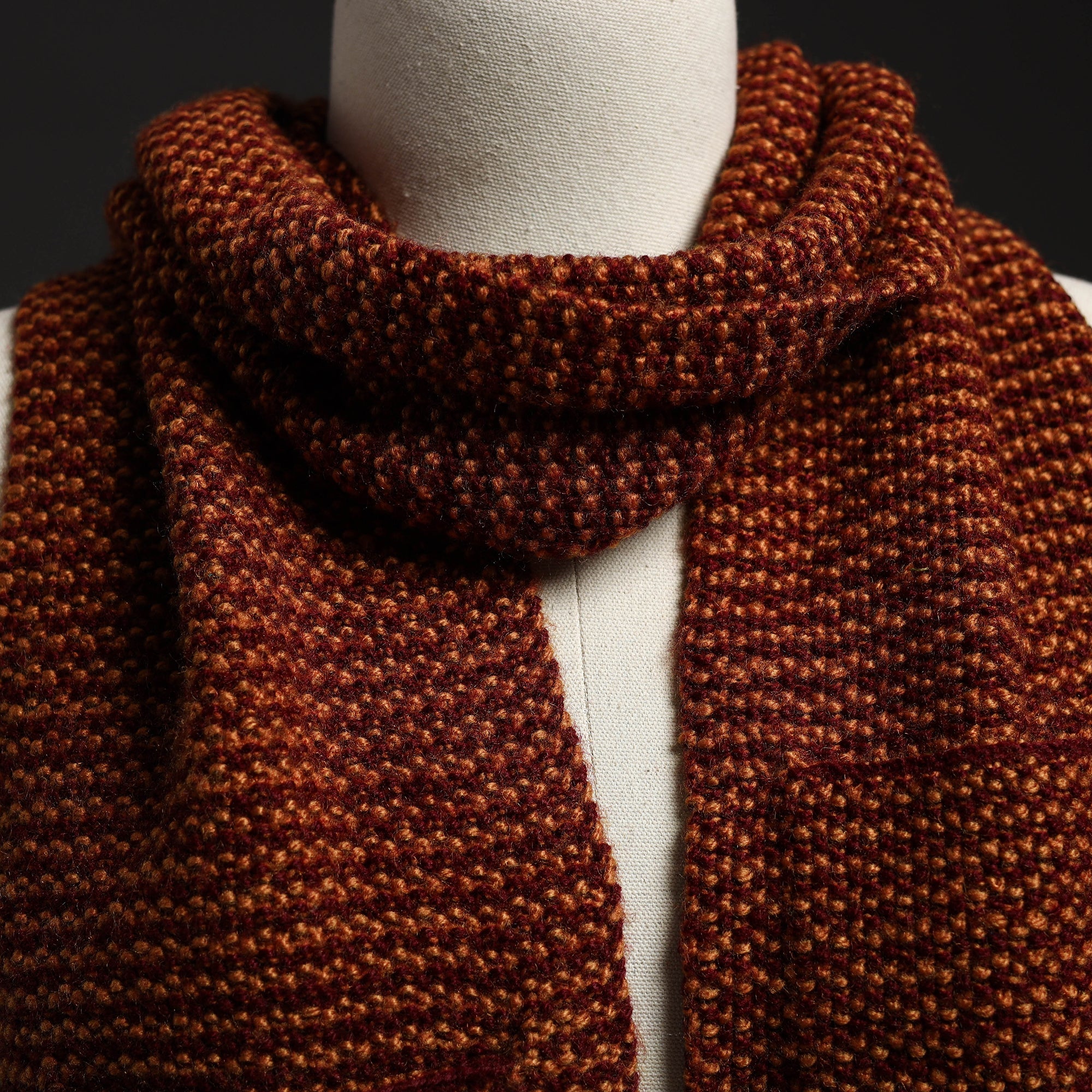 KILMORA Brown - Kumaun Hand Knitted Woolen Muffler with Pockets 82 - view 2
