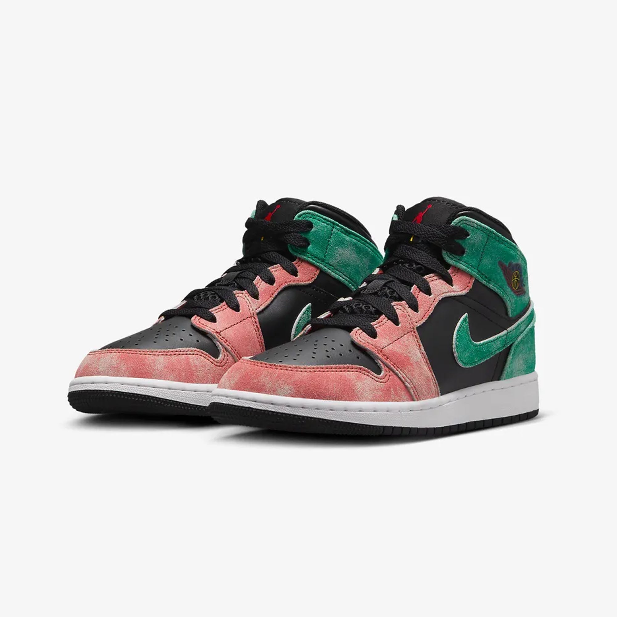 Jordan | AIR JORDAN 1 MID SE (GS) { BLACK/PINE GREEN-DUNE RED-PINE GREEN - view 2