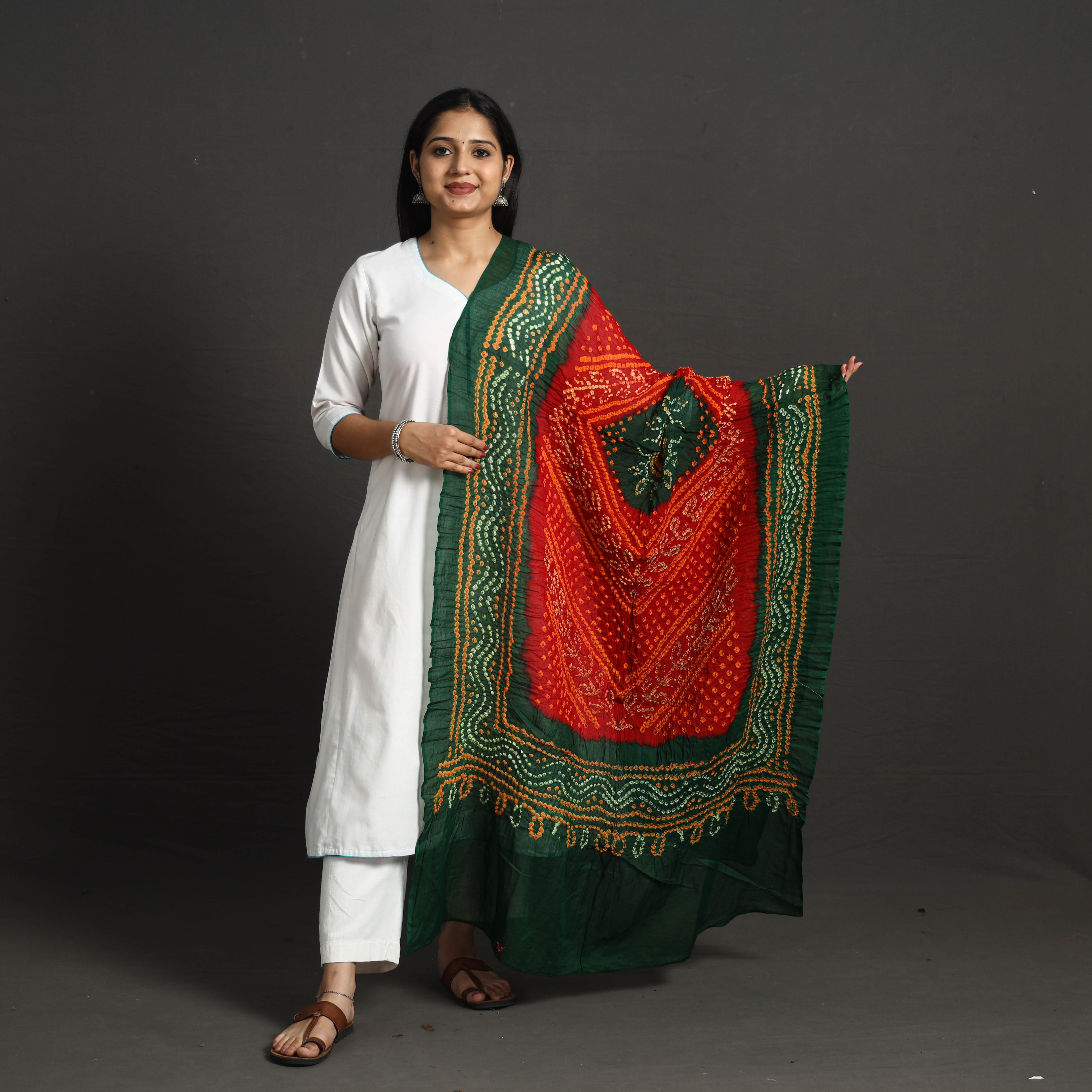 KACHCHH JI CHHAAP Kutch Tie-Dye Cotton Bandhani Dupatta 68