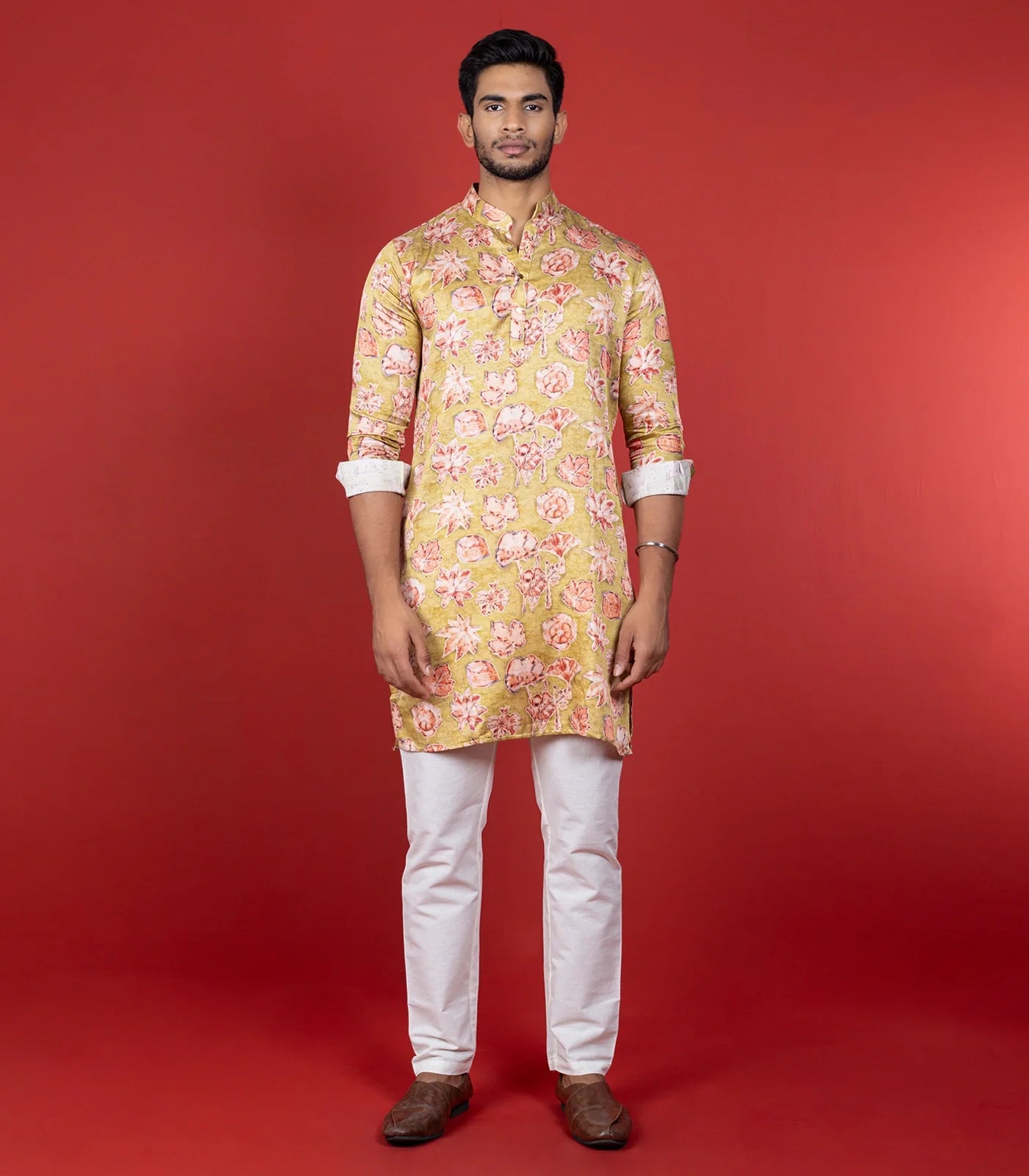 RmKV Green Floral Printed Kurta-Green