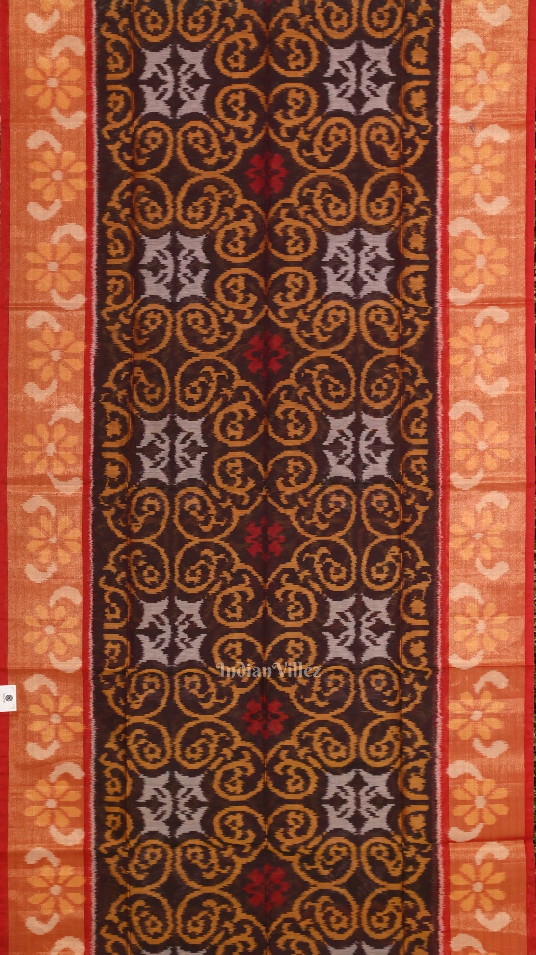 IndianVillèz Multicolor Pochampally Ikat Sico (Silk & Cotton) Saree with Zari Border - view 3