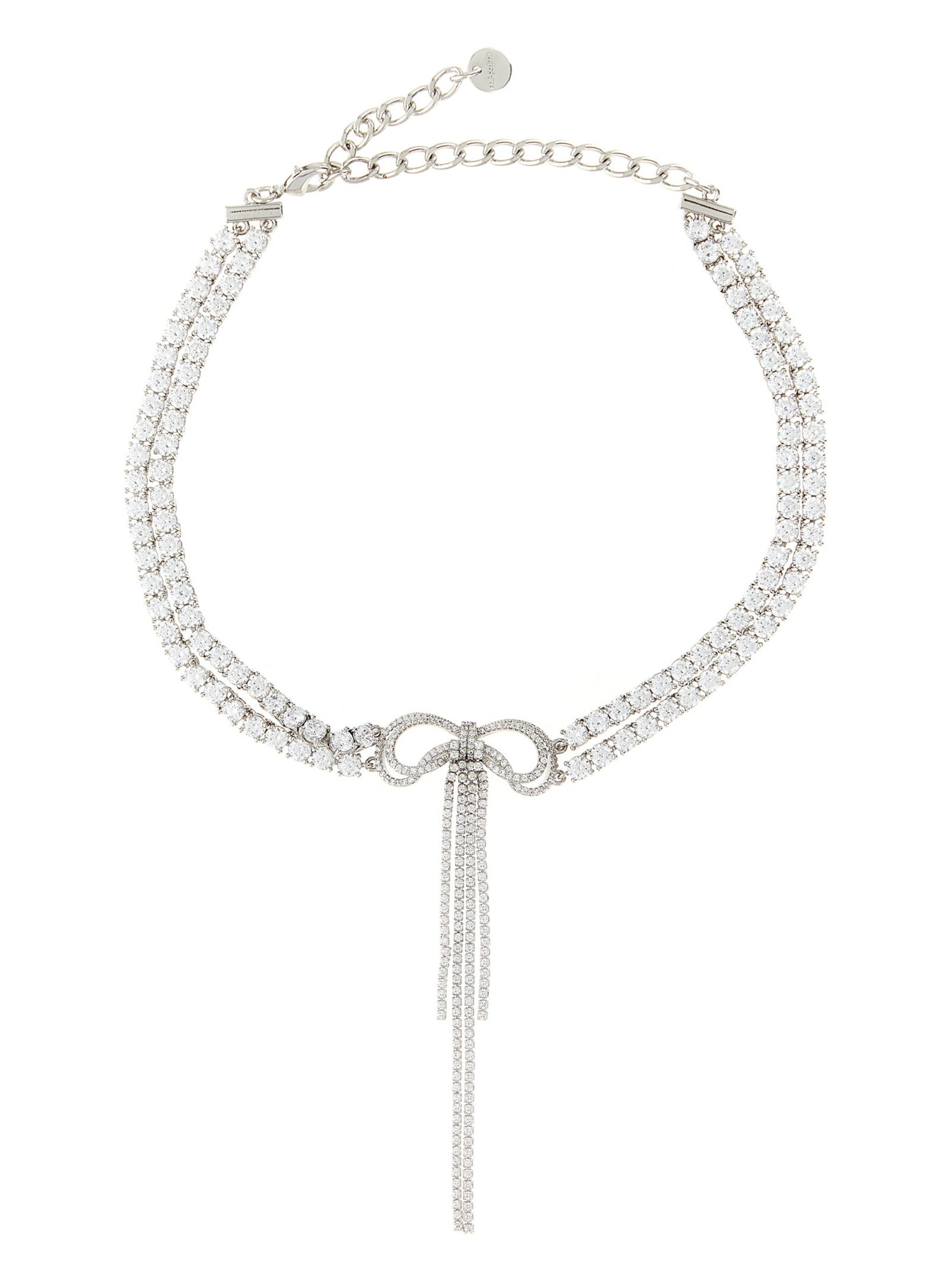 Self-Portrait Double Crystal Bow Necklace – 100% brass