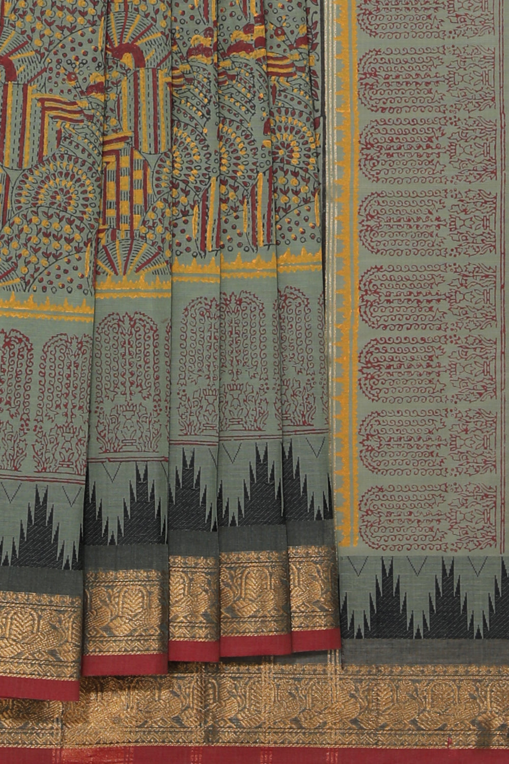 Kalanjali Ethnics Hand block printed cotton saree - view 2