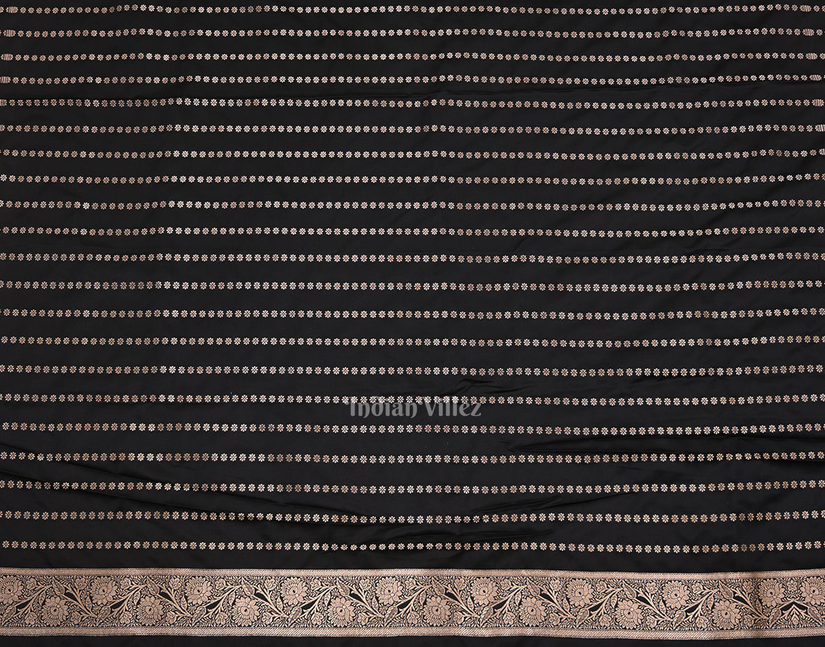 IndianVillèz Exclusive Black Pure Soft Mashru Satin Silk Banarasi Saree - view 5